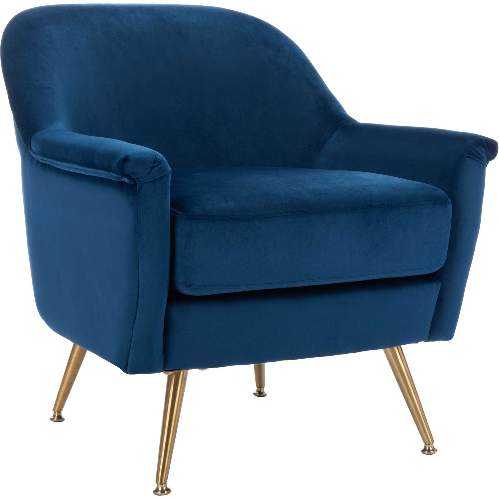 Brendan Mid Century Arm Chair Navy/Brass