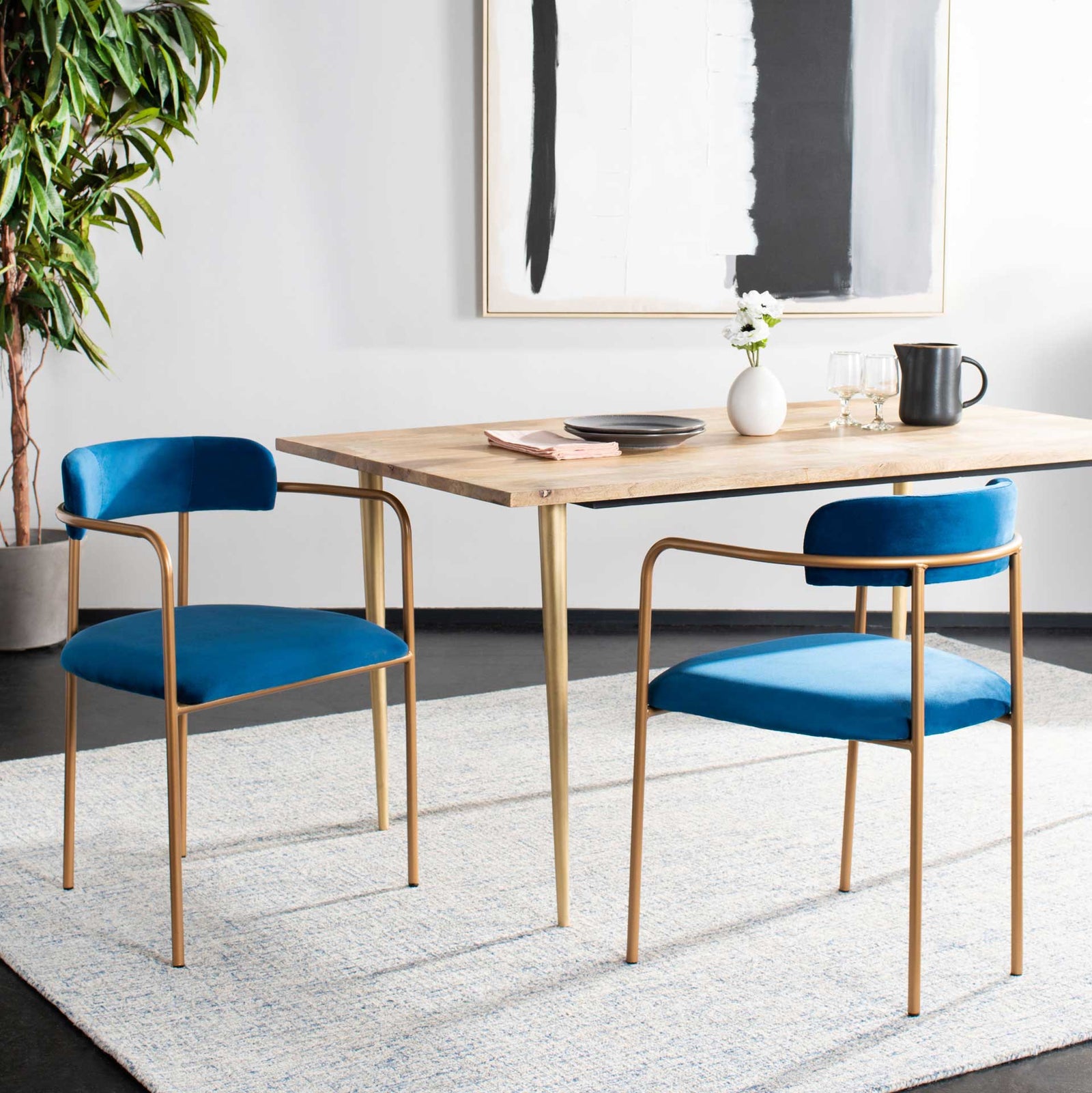 Callahan Side Chair Navy/Gold (Set of 2)