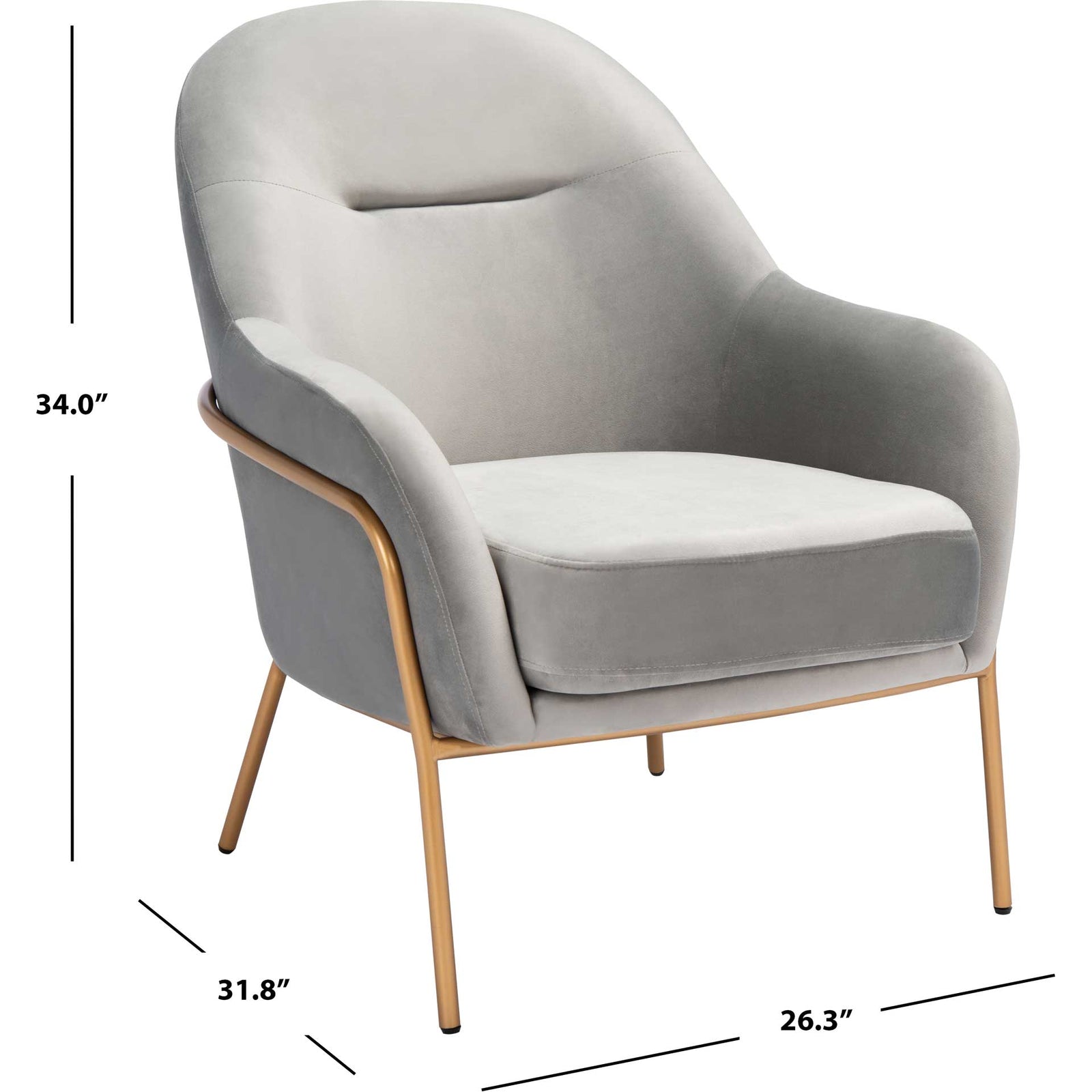 Eldon Velvet Accent Chair Gray/Gold