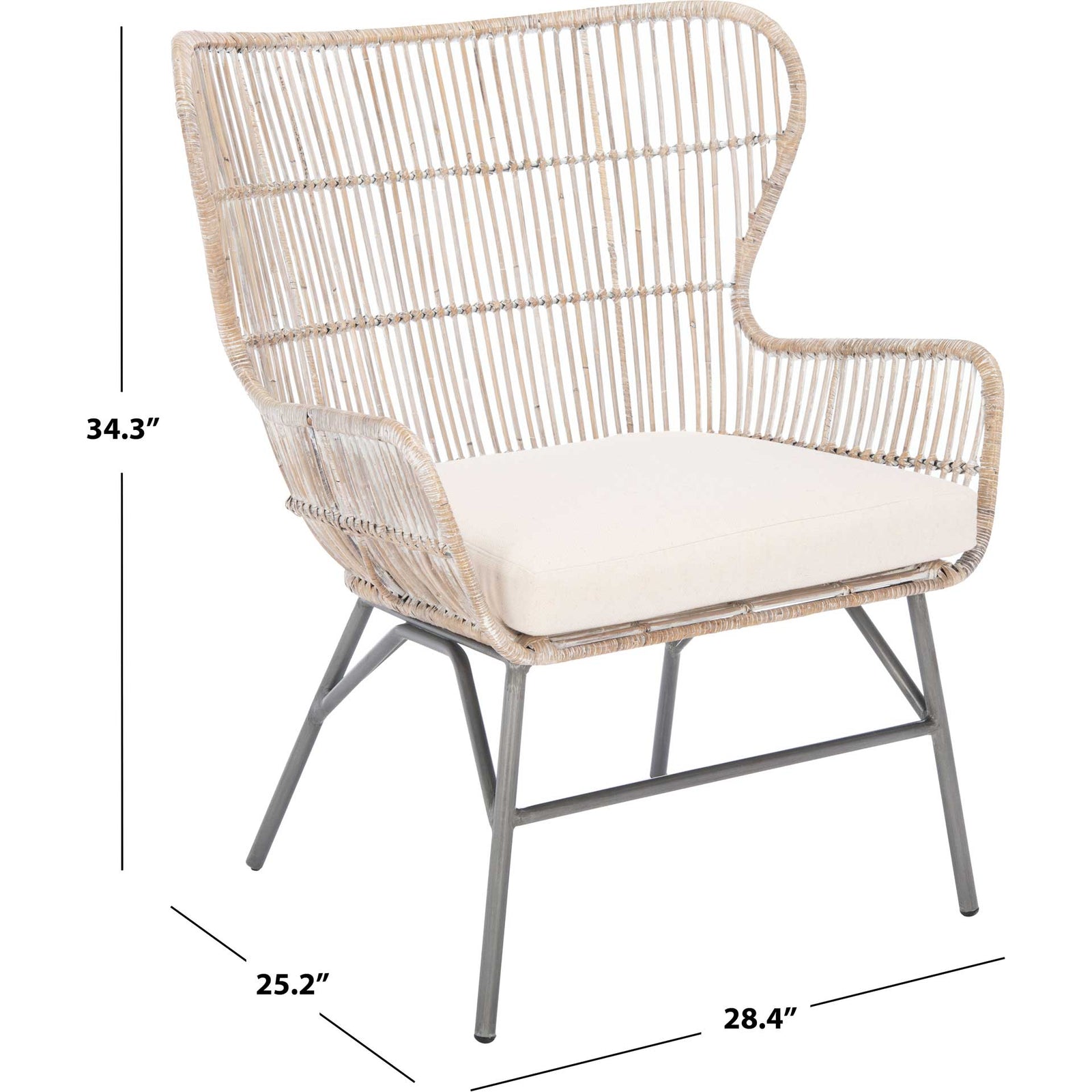 Leary Rattan Accent Chair Gray White Wash/Black