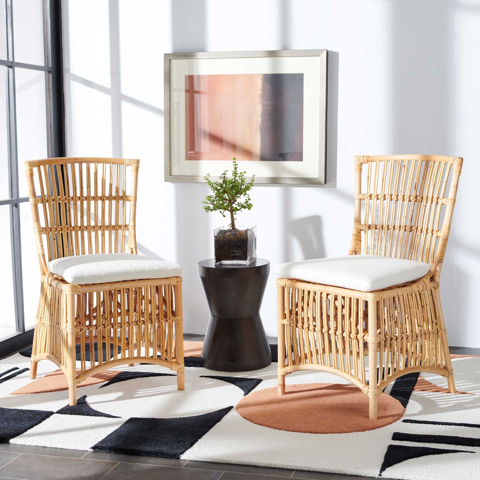 Erapel Rattan Accent Chair Natural/White (Set of 2)