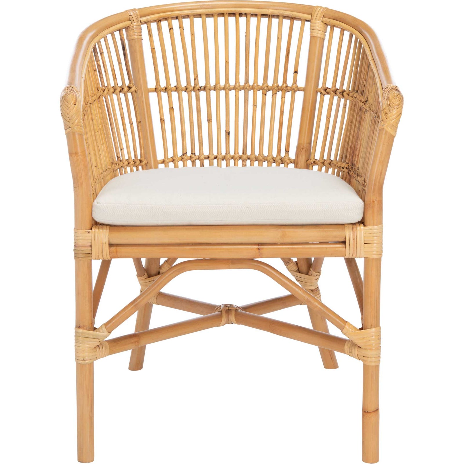 Olivya Rattan Accent Chair With Cushion Natural/White