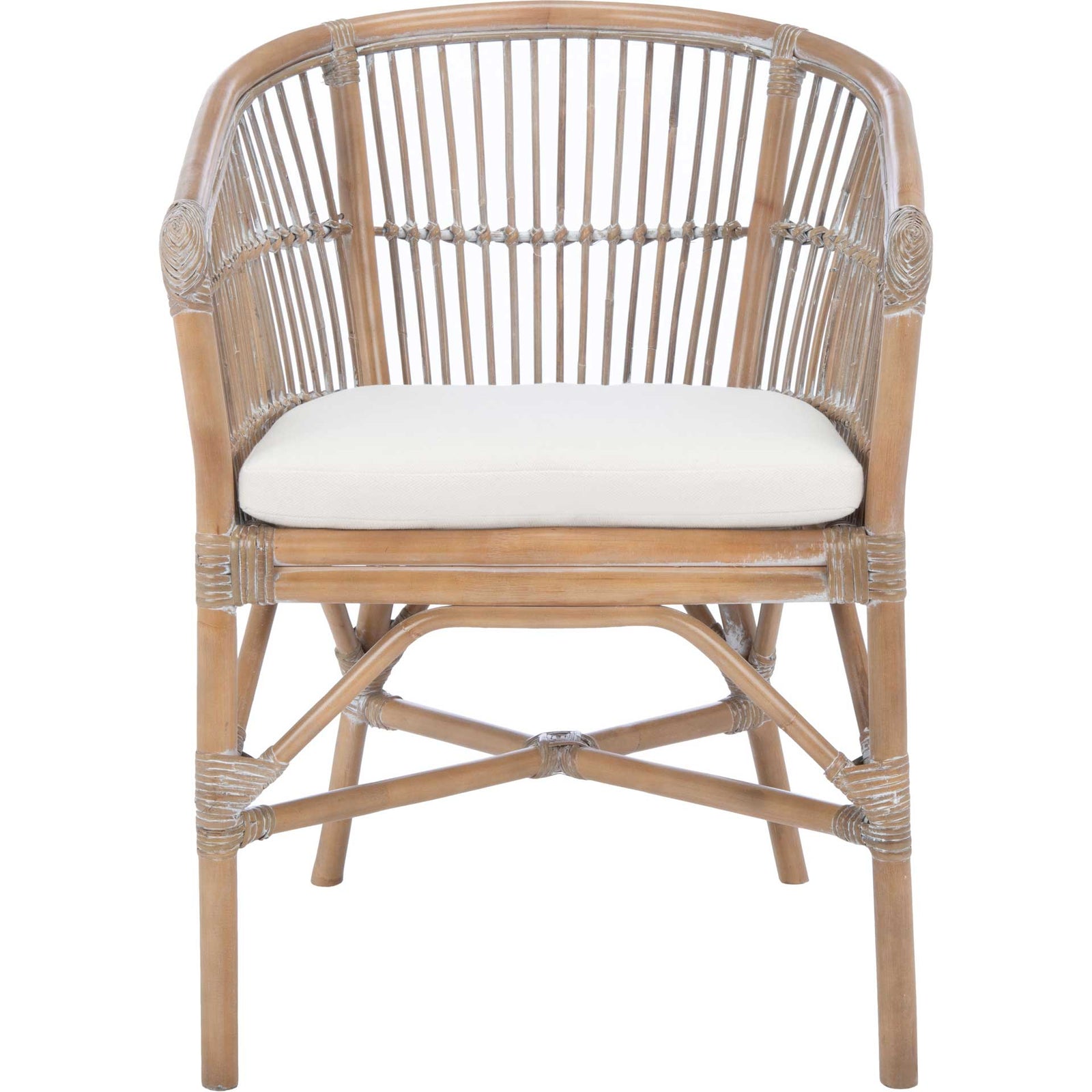 Olivya Rattan Accent Chair With Cushion Gray White Wash