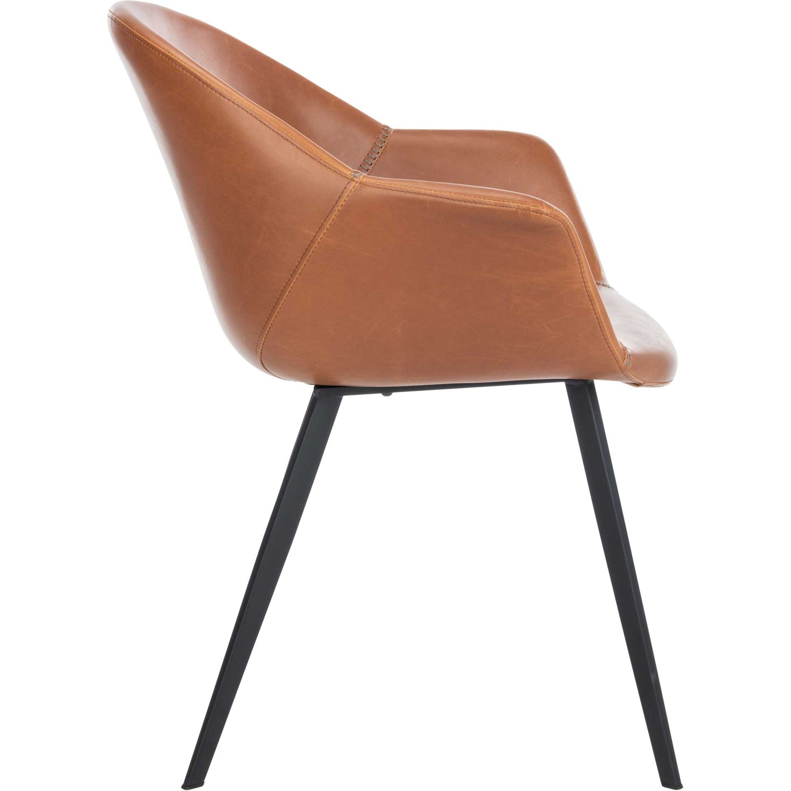 Duke Leather Tub Chair Light Brown/Black (Set of 2)