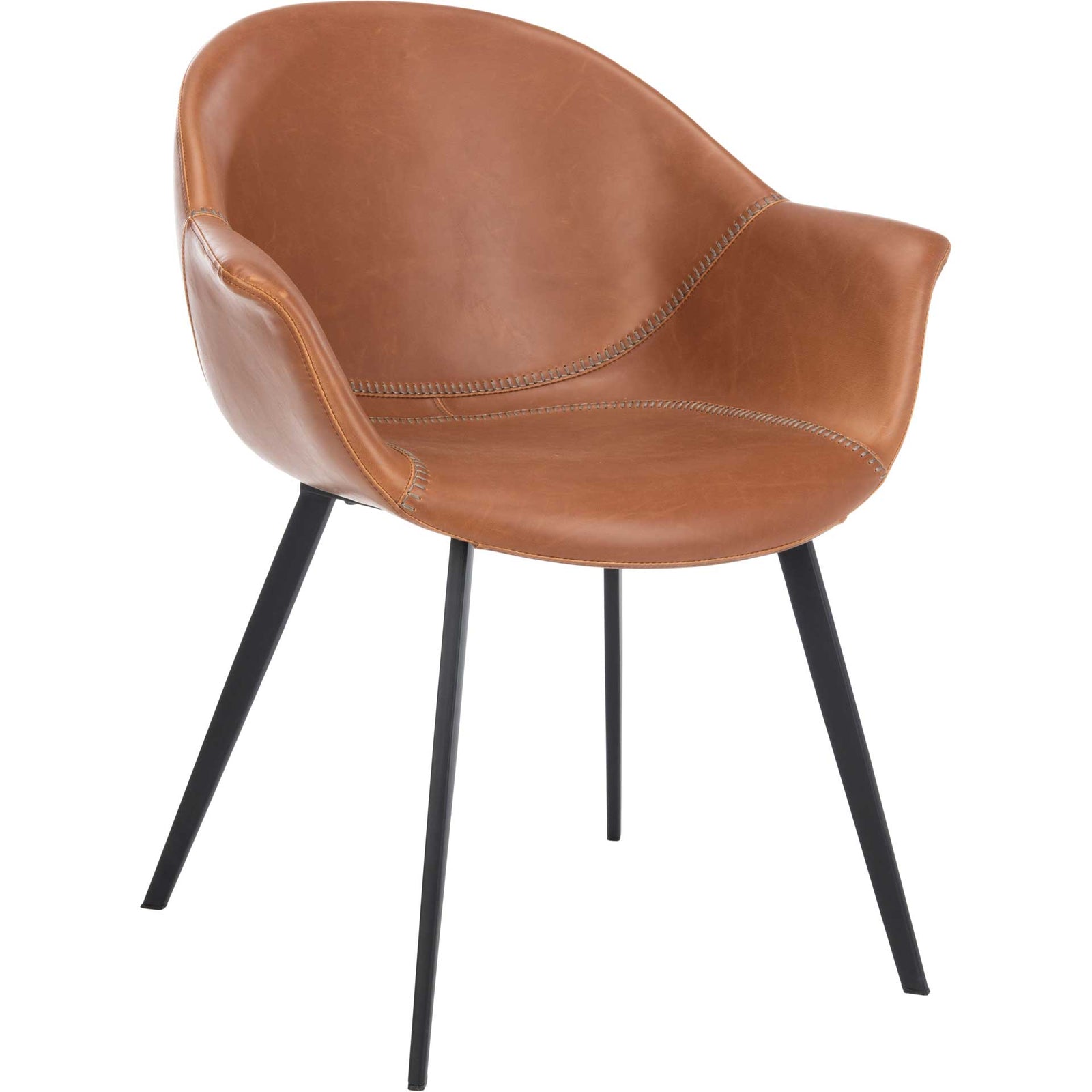 Duke Leather Tub Chair Light Brown/Black (Set of 2)