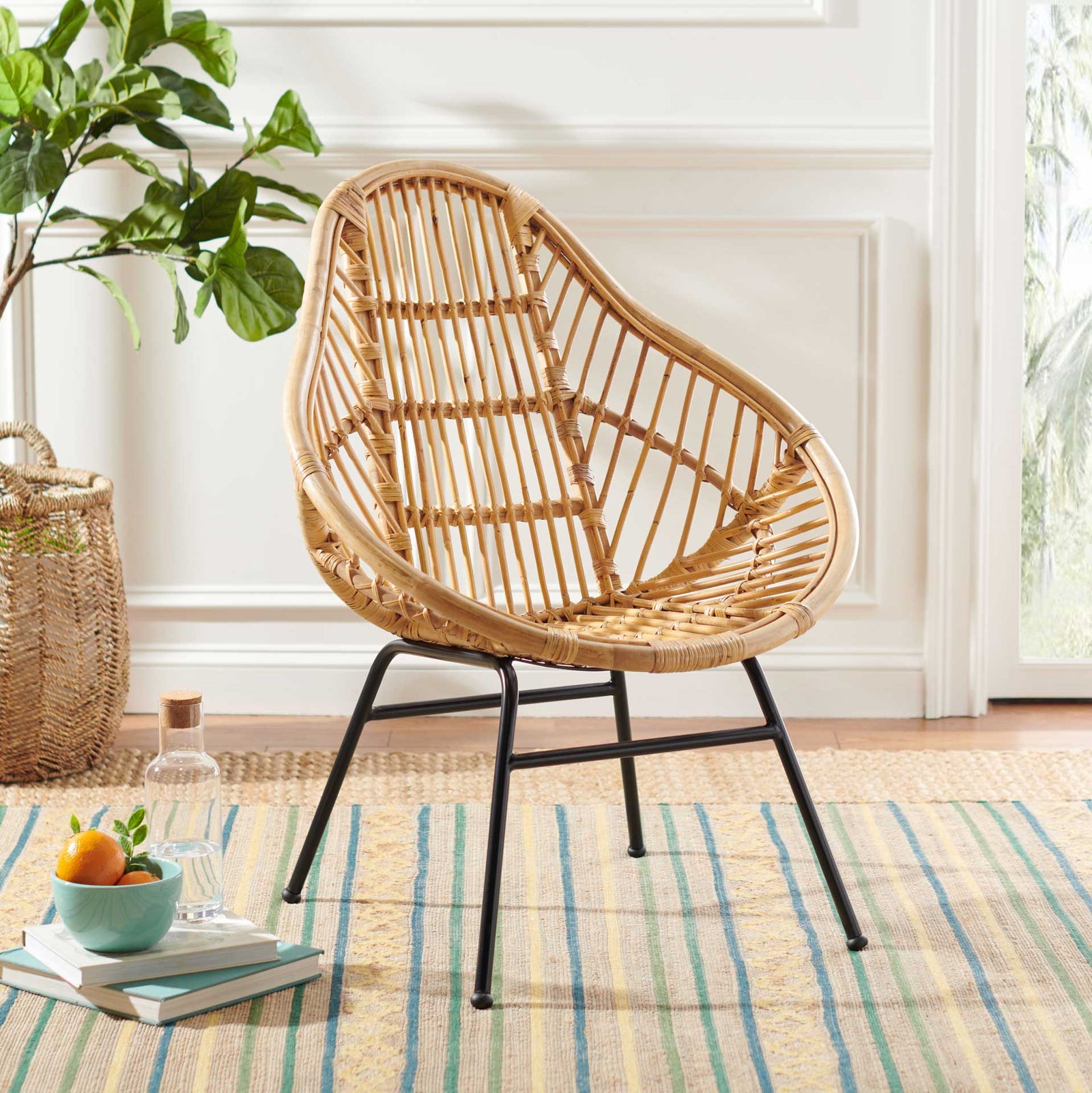 Elettra Rattan Accent Chair Natural/Black