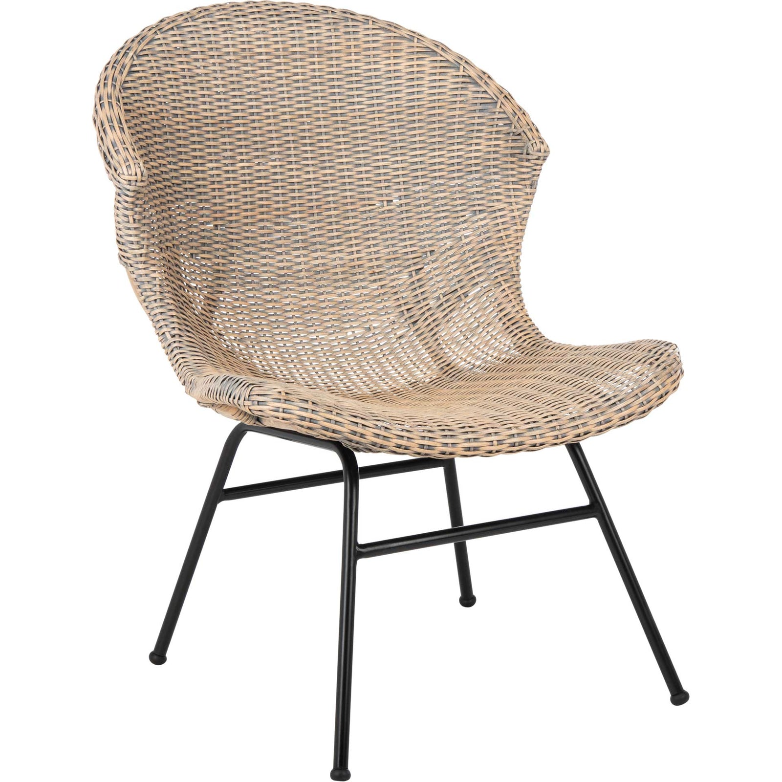 Pom Rattan Accent Chair Gray Wash/Black