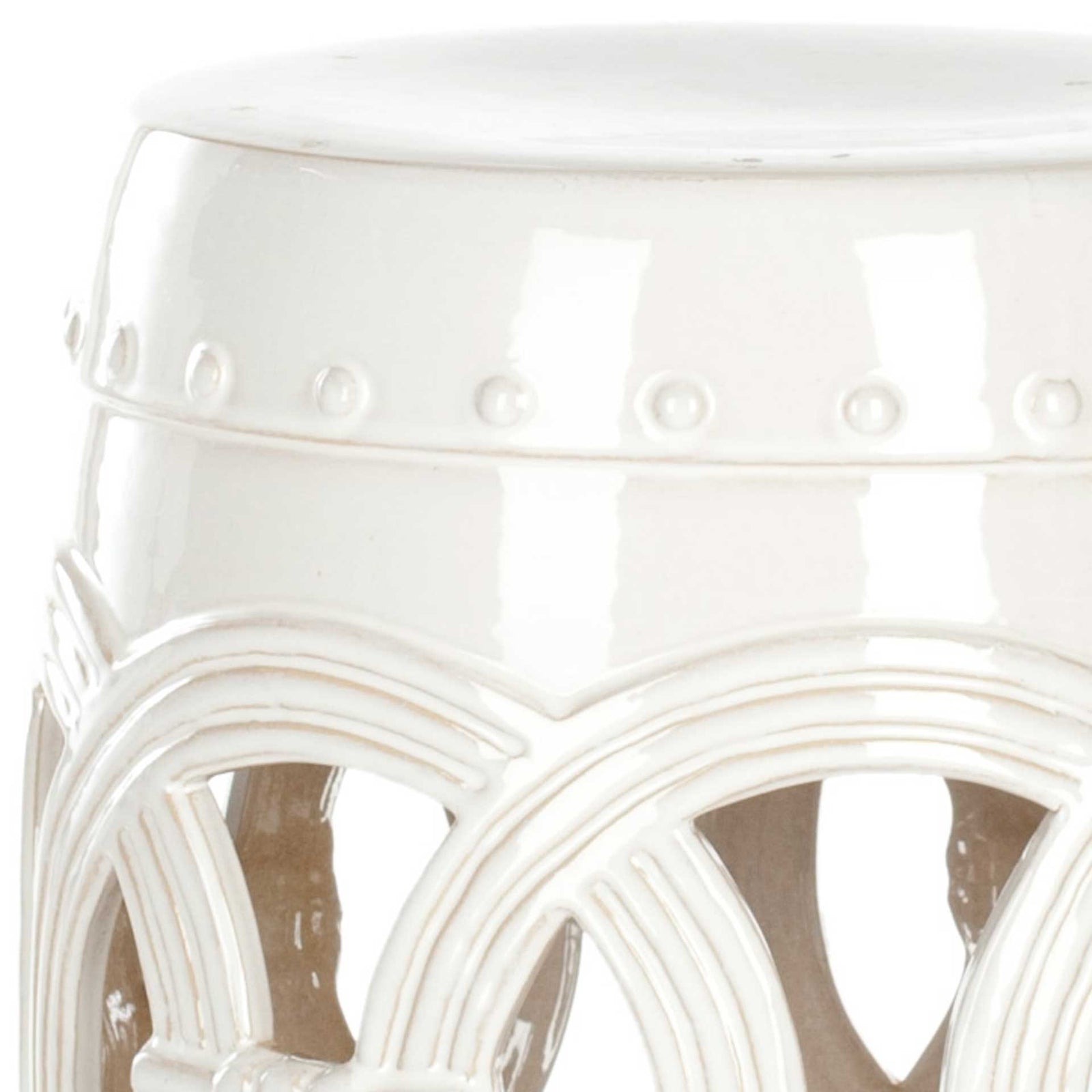 Double Coin Garden Stool Antique White