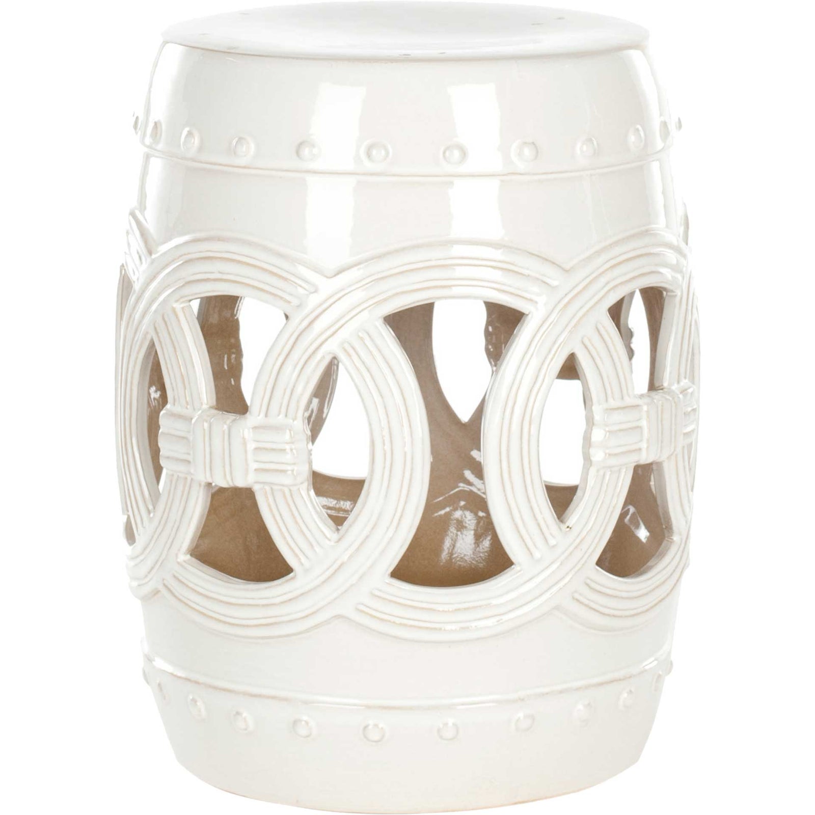 Double Coin Garden Stool Antique White