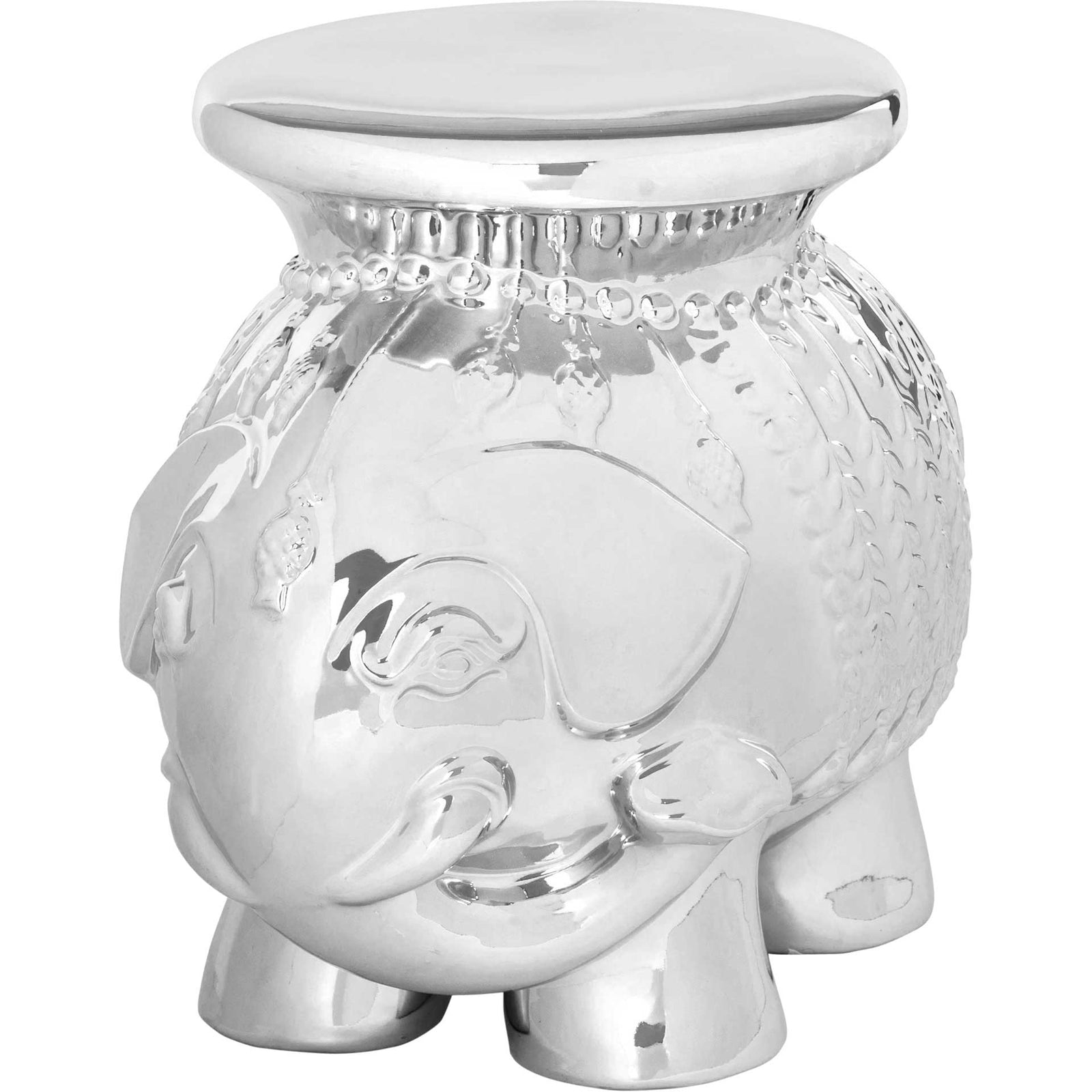 Elephant Garden Stool Silver