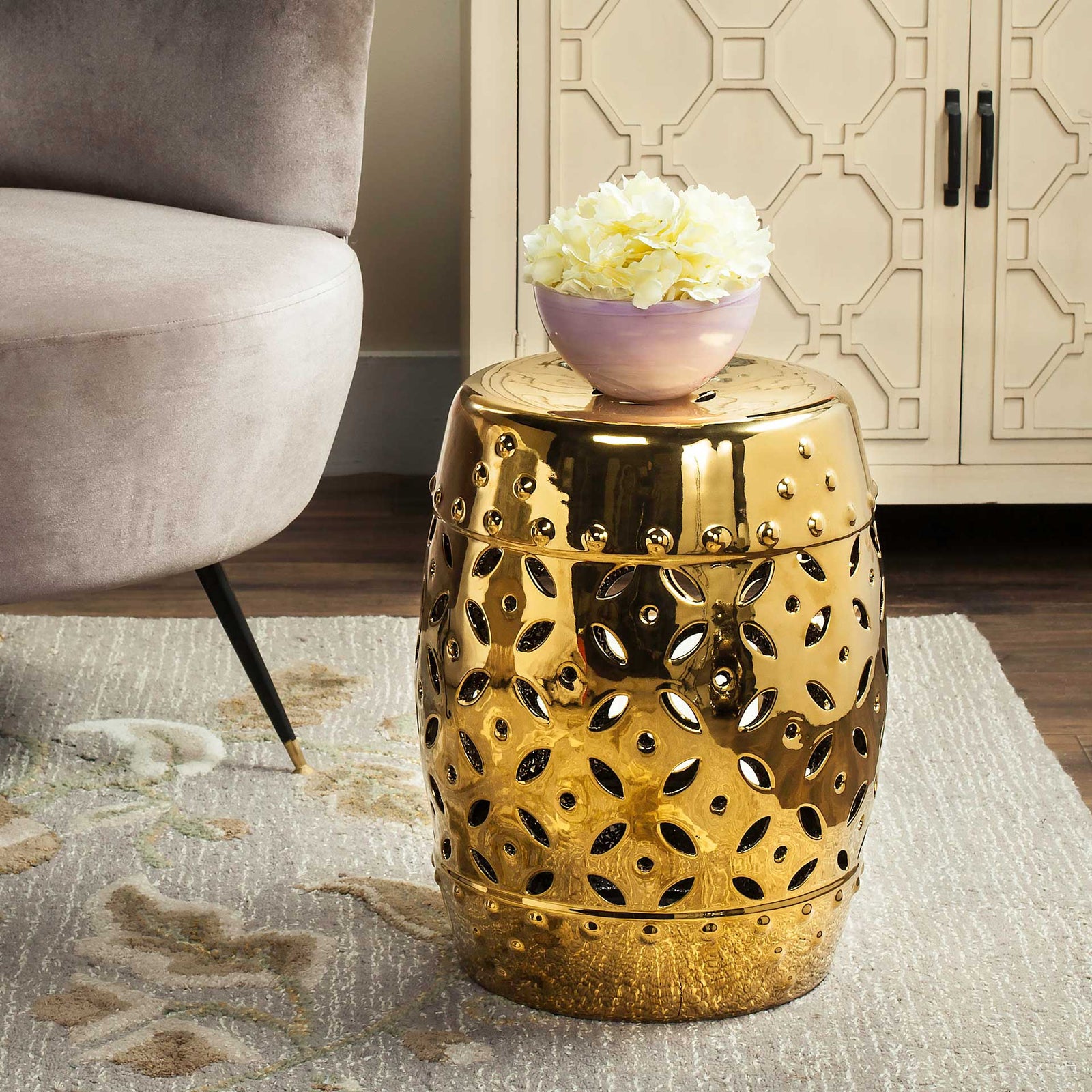 Lattice Coin Stool Gold