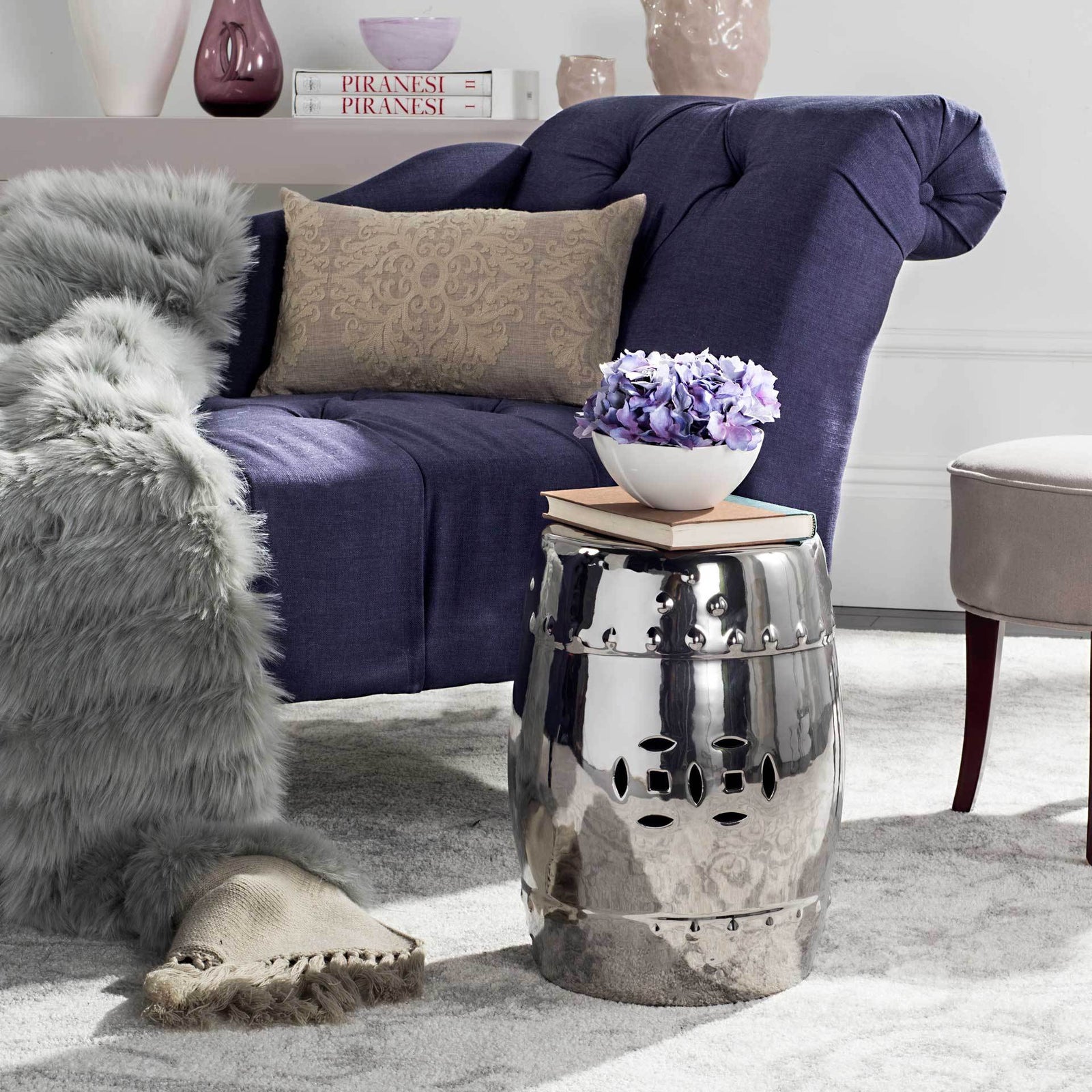 Molly Ming Garden Stool Silver