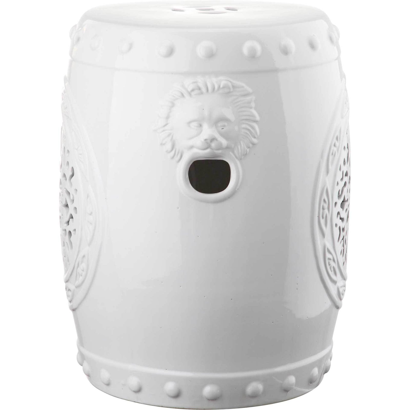 Florencia Drum Garden Stool Antique White