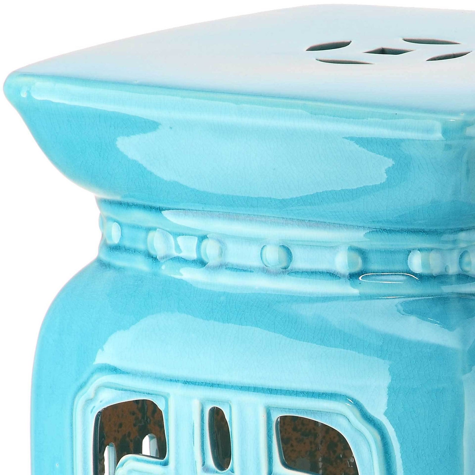 Beatrice Filigree Garden Stool Light Blue