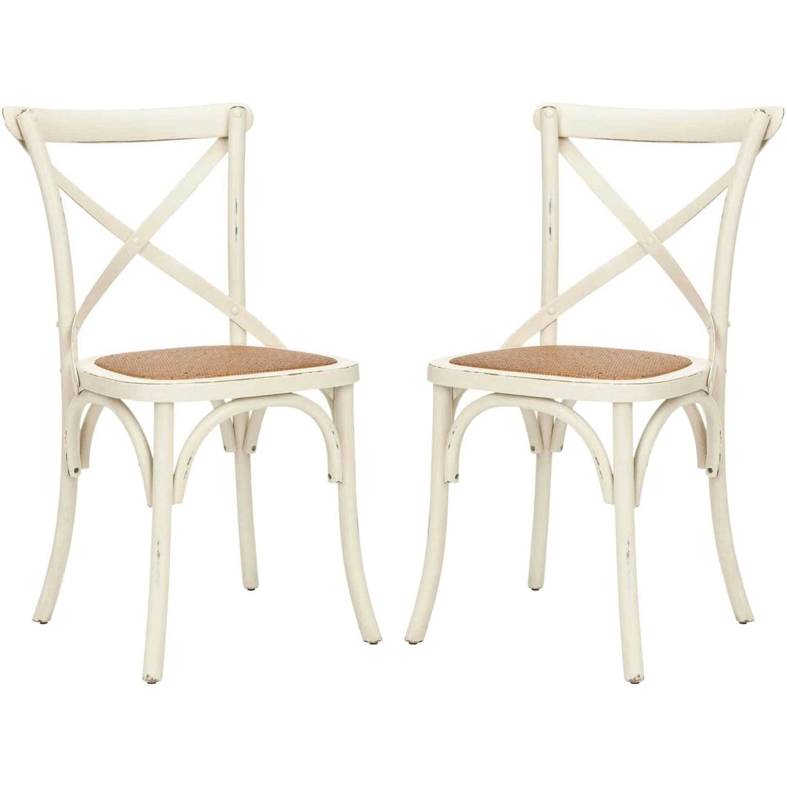 Frederick X Back Farmhouse Chair Distressed Ivory (Set of 2)