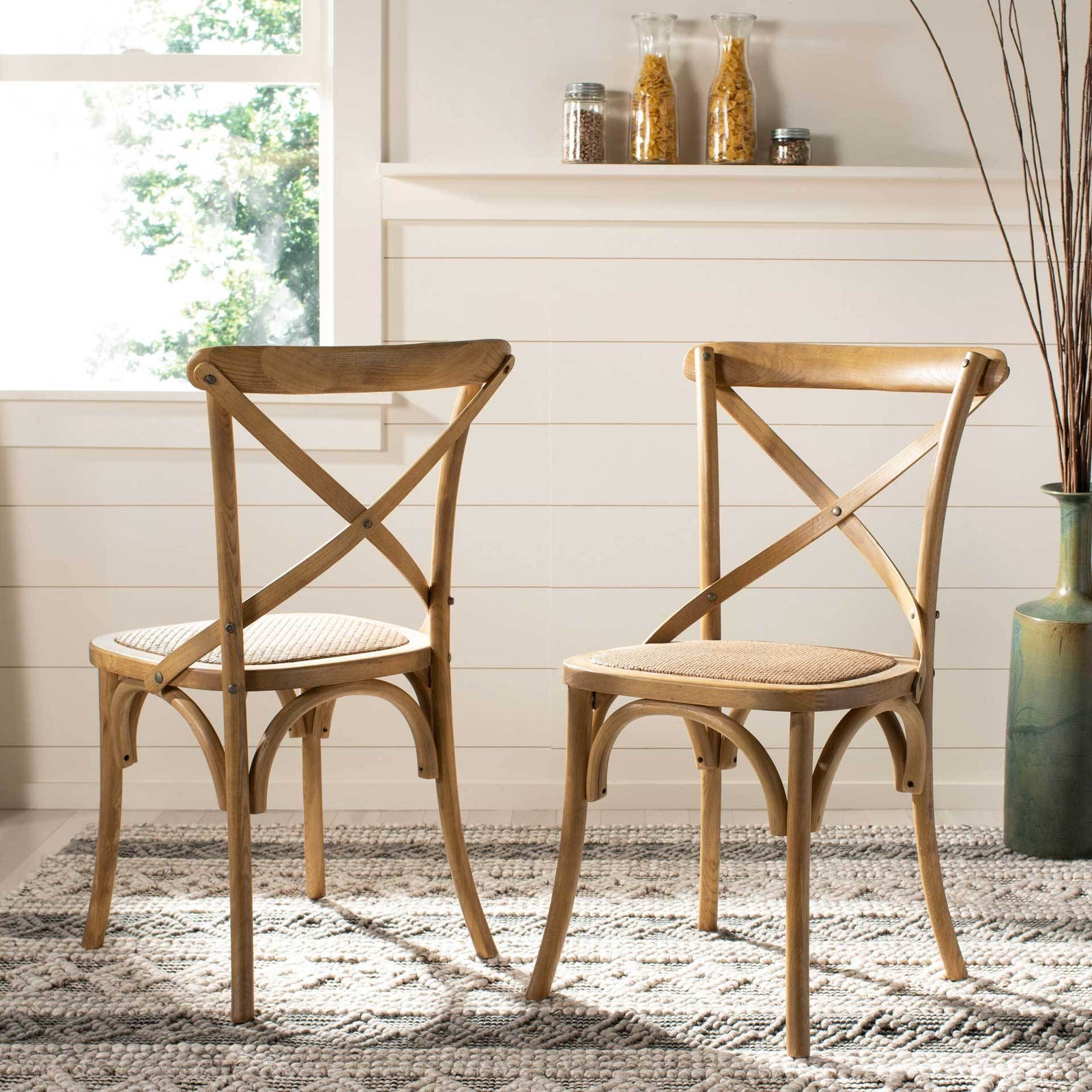 Frederick X Back Farmhouse Chair Weathered Oak (Set of 2)