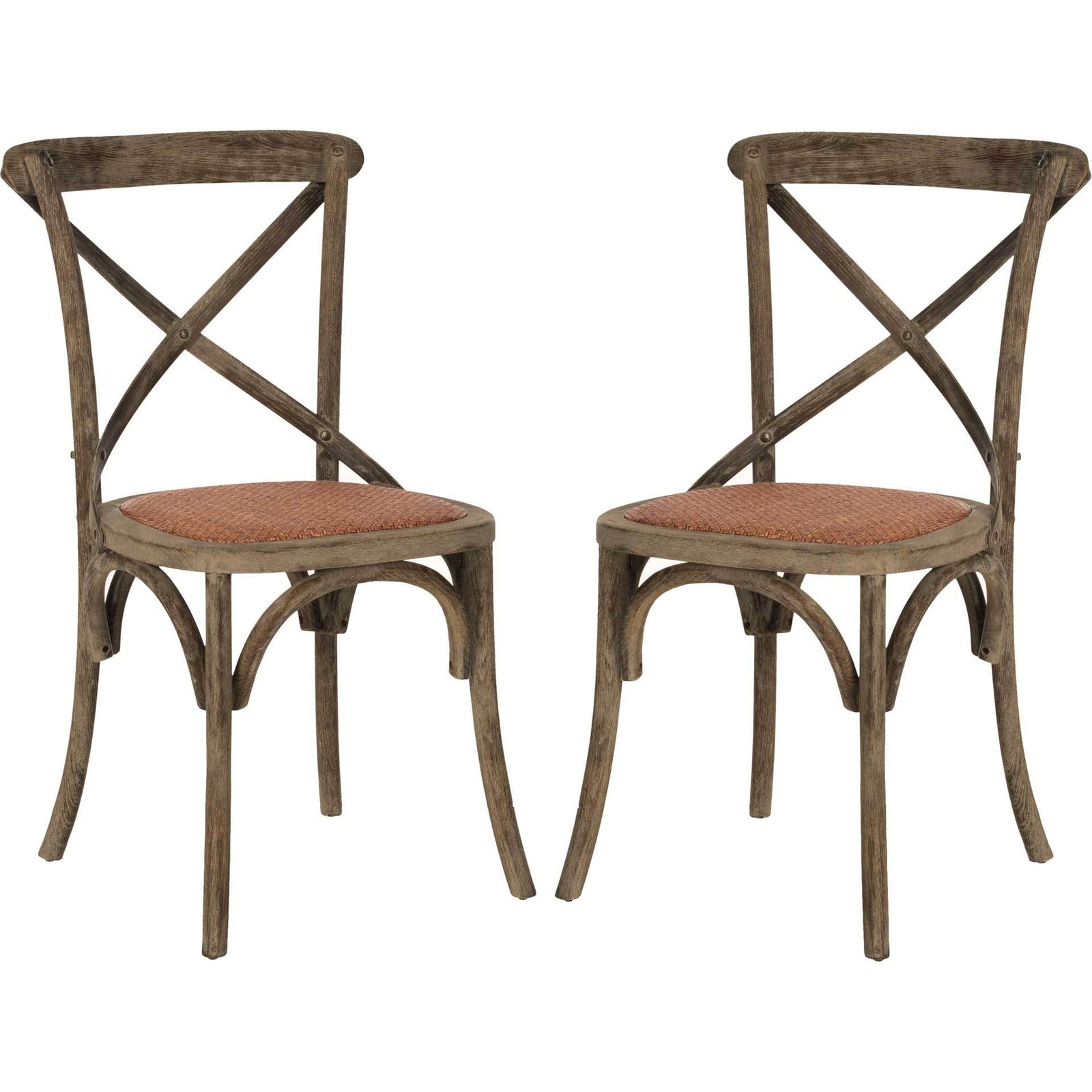 Frederick X Back Farmhouse Chair Distressed Colonial Walnut (Set of 2)