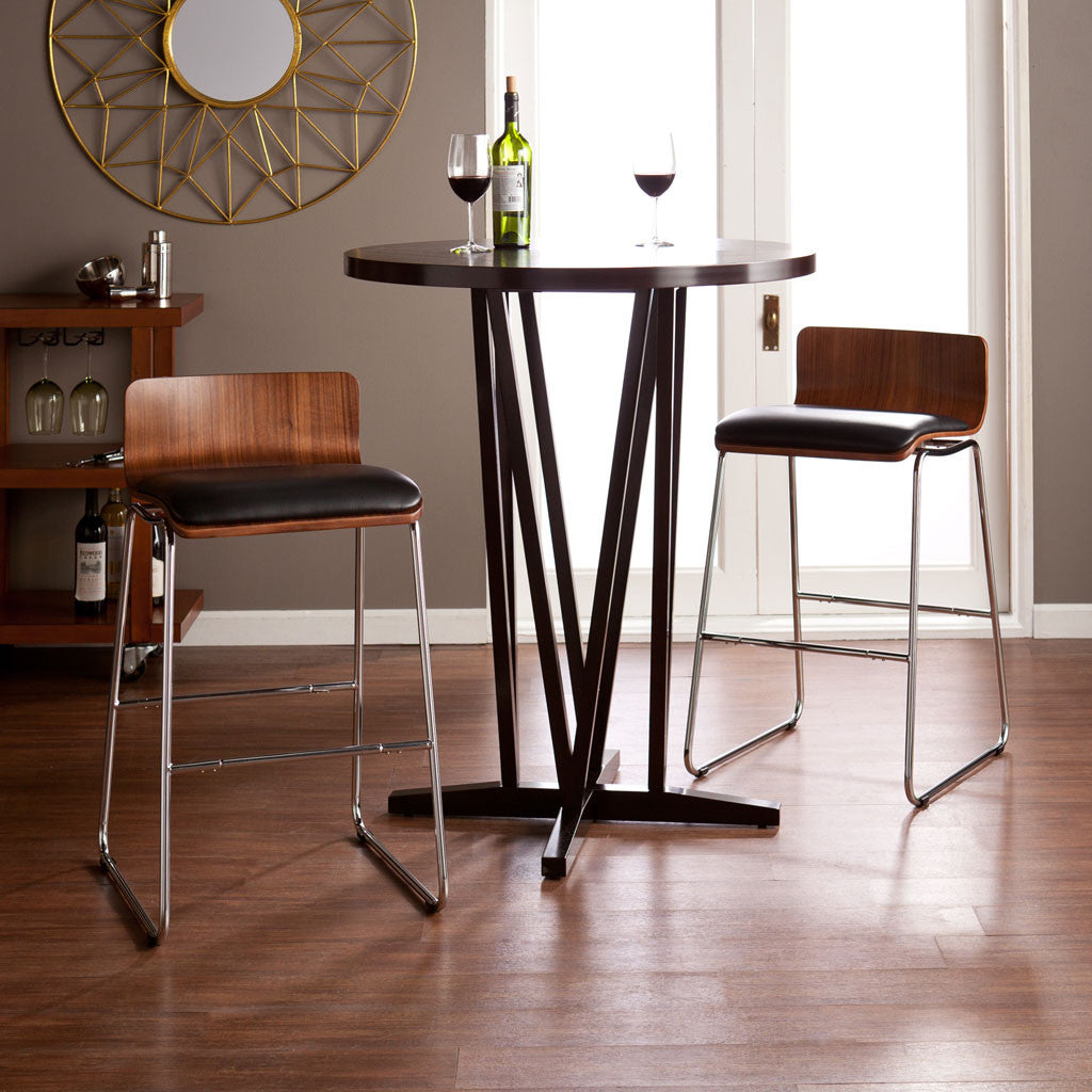 Conley Stools Walnut/Black (Set of 2)