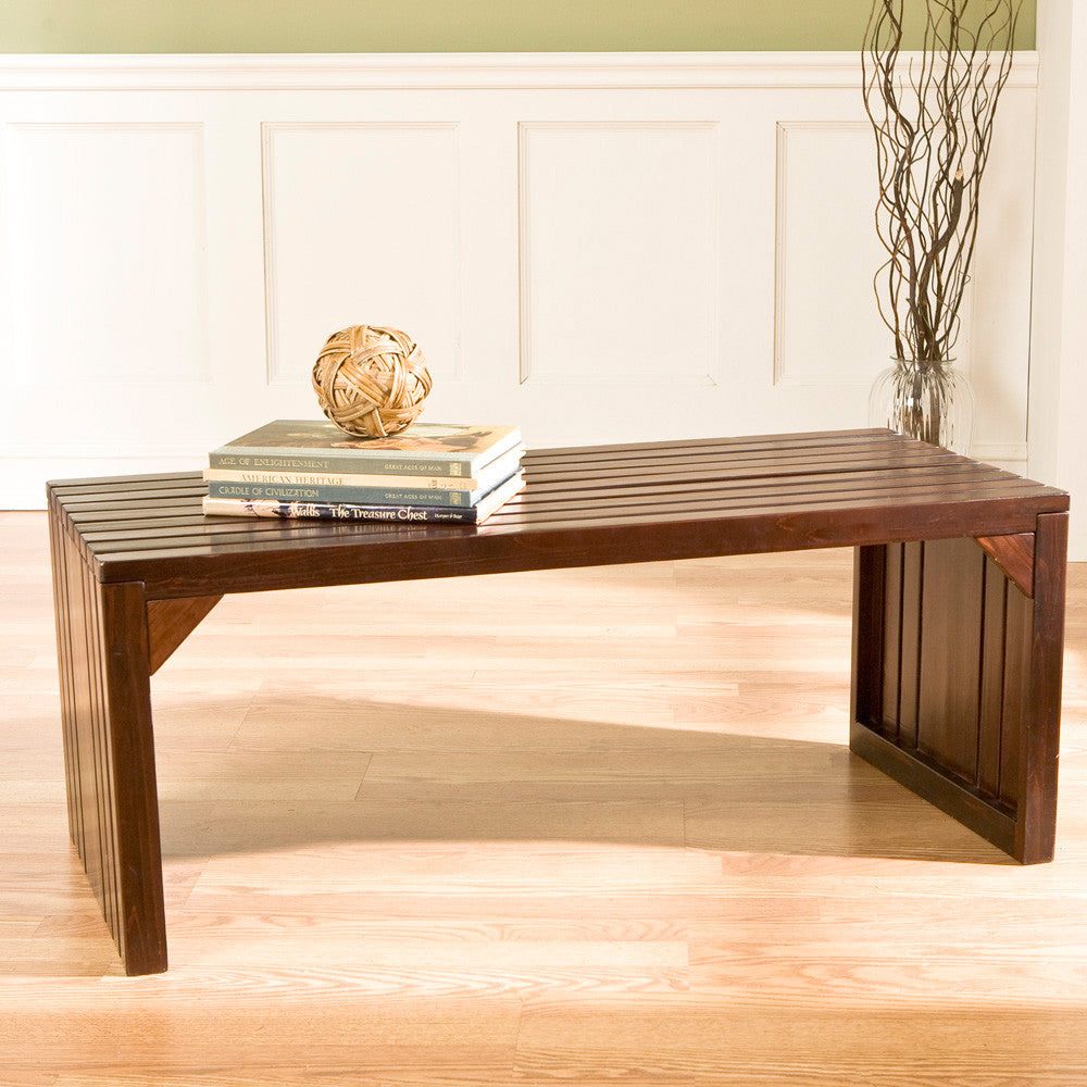 Slat Wood Bench/Table Espresso