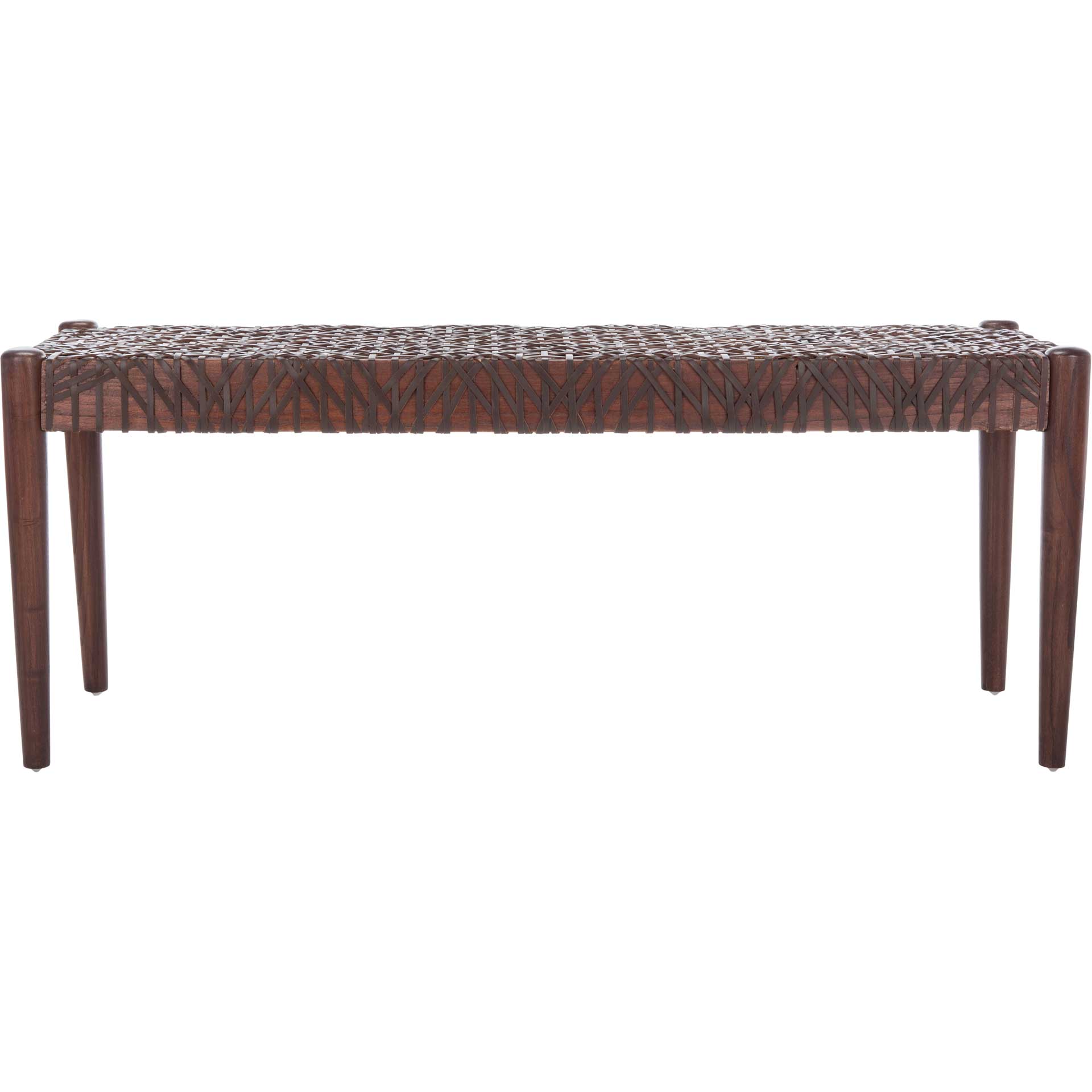 Baize Leather Weave Bench Brown/Brown