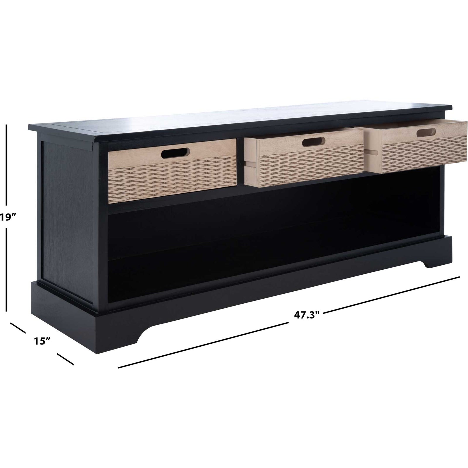 Lali 3 Drawer Storage Bench Black