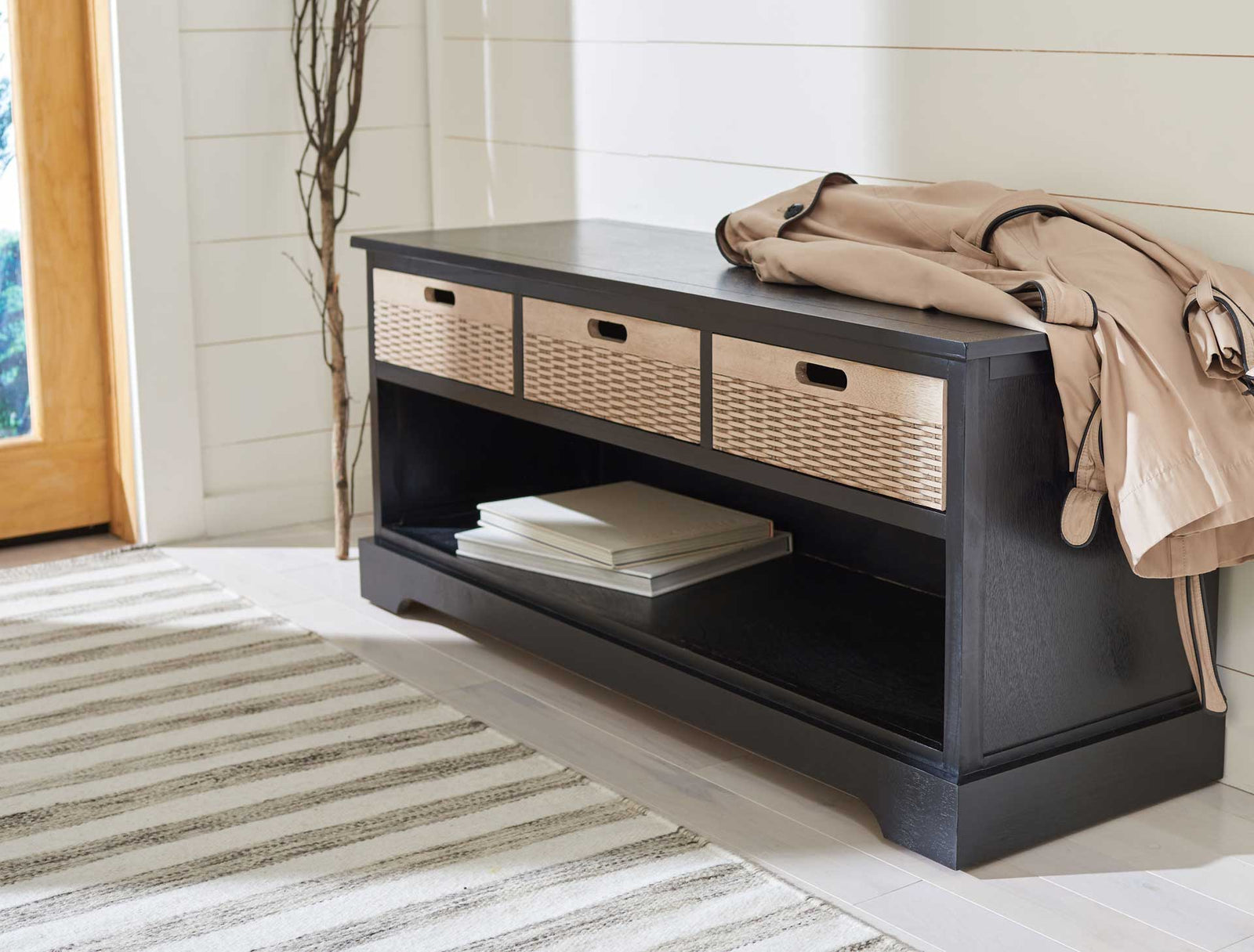 Lali 3 Drawer Storage Bench Black