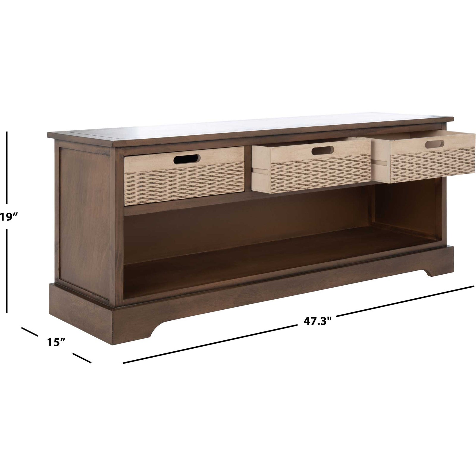 Lali 3 Drawer Storage Bench Brown