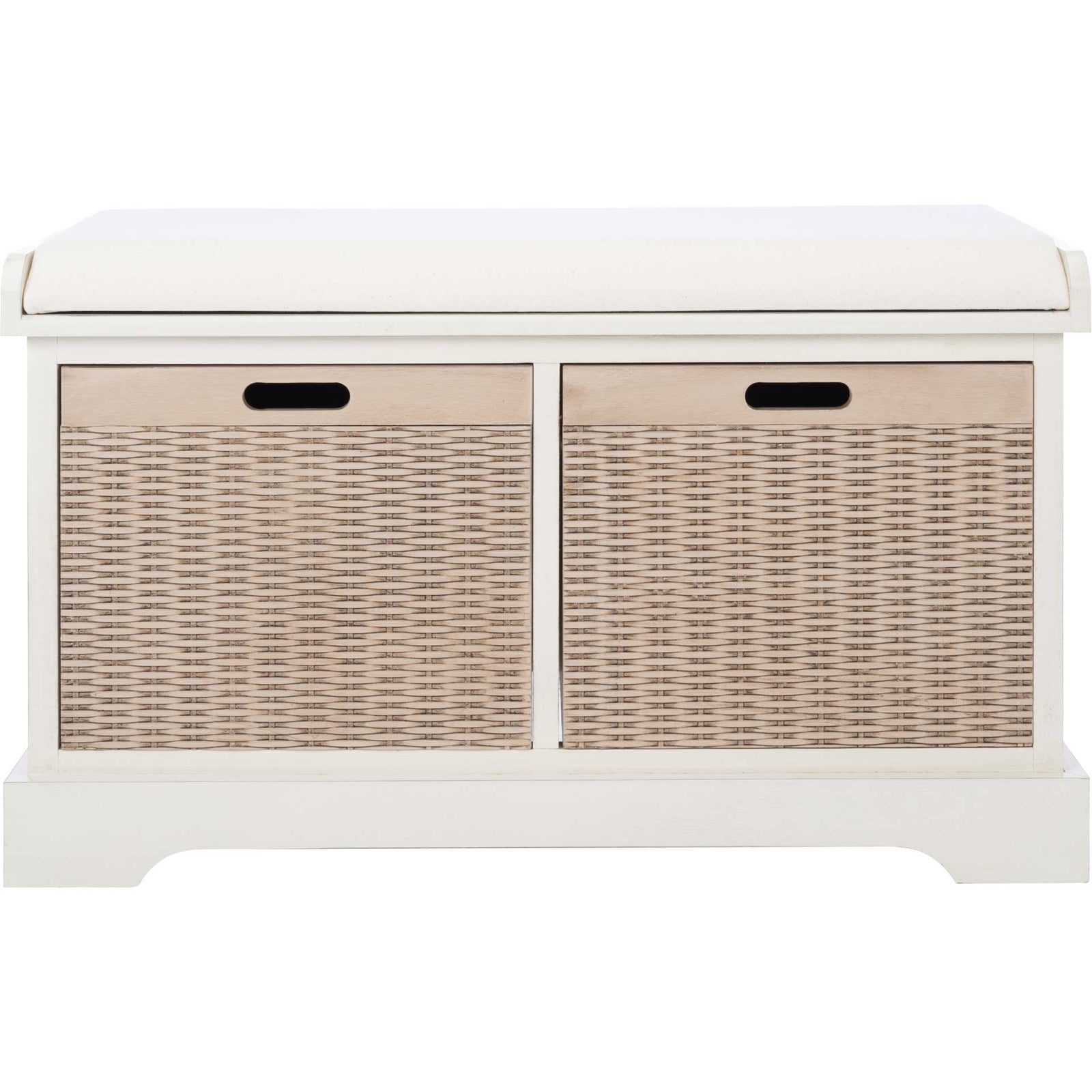 Lali 2 Drawer/Cushion Storage Bench Distressed White