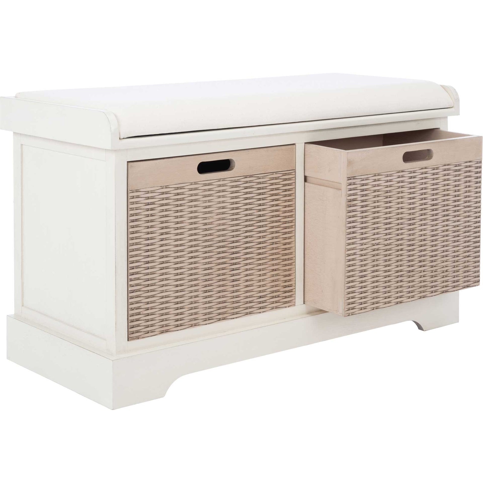 Lali 2 Drawer/Cushion Storage Bench Distressed White
