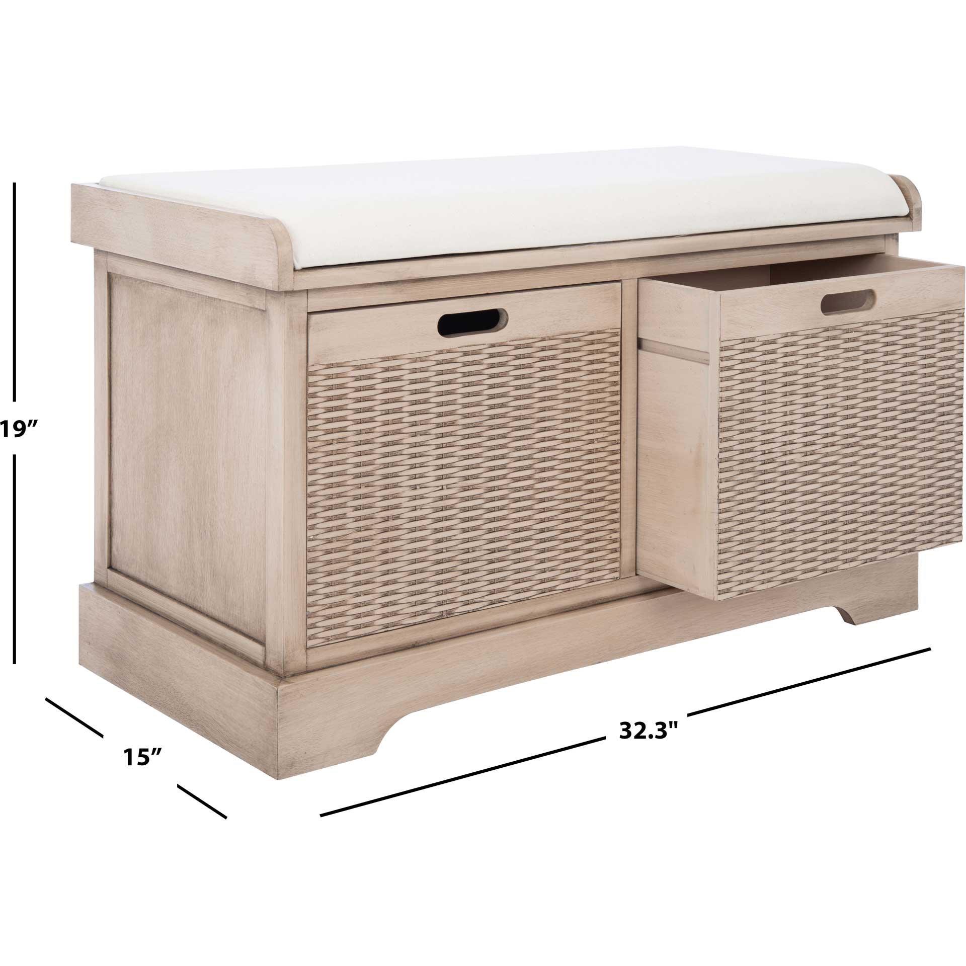 Lali 2 Drawer/Cushion Storage Bench Sand