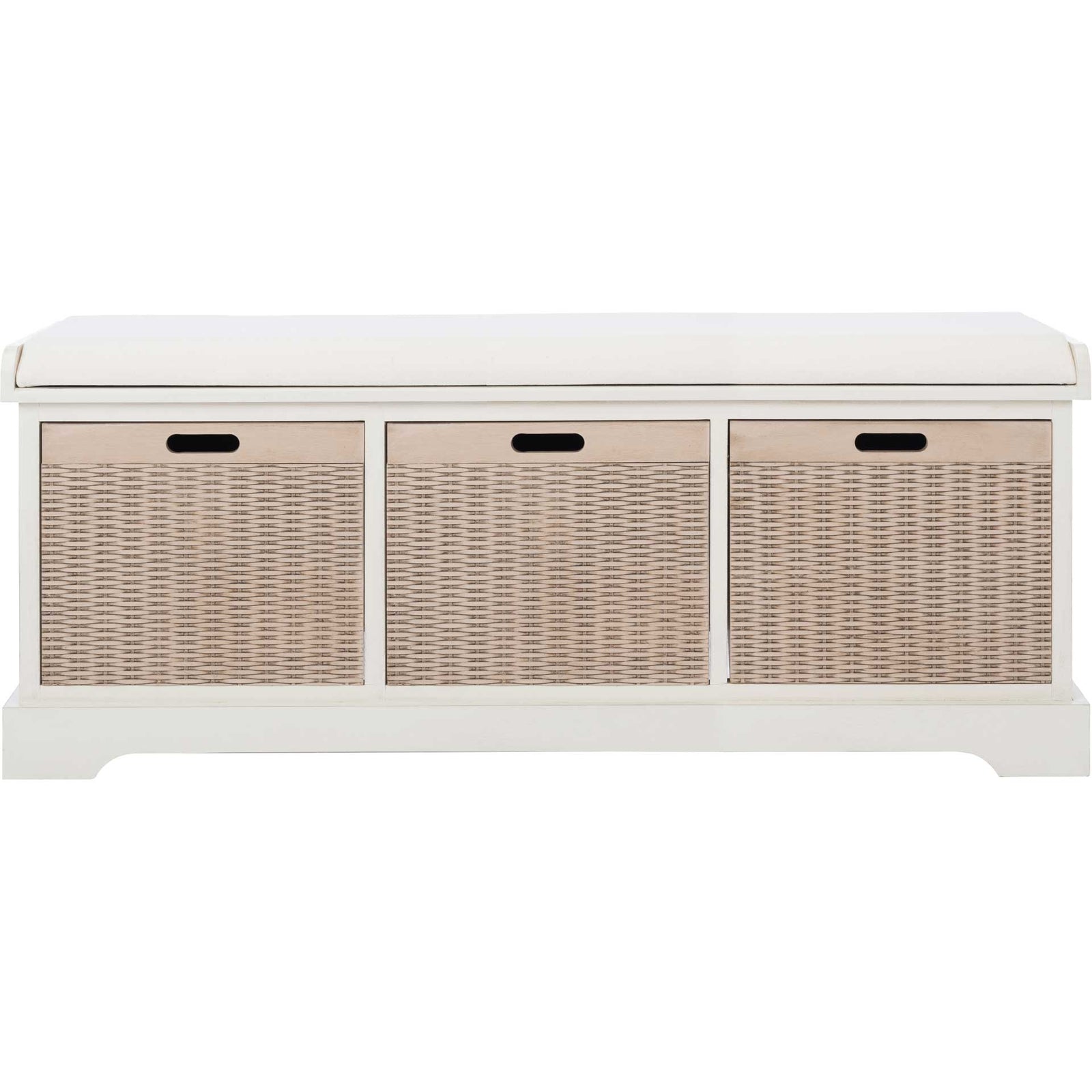 Lali 3 Drawer/Cushion Storage Bench Distressed White
