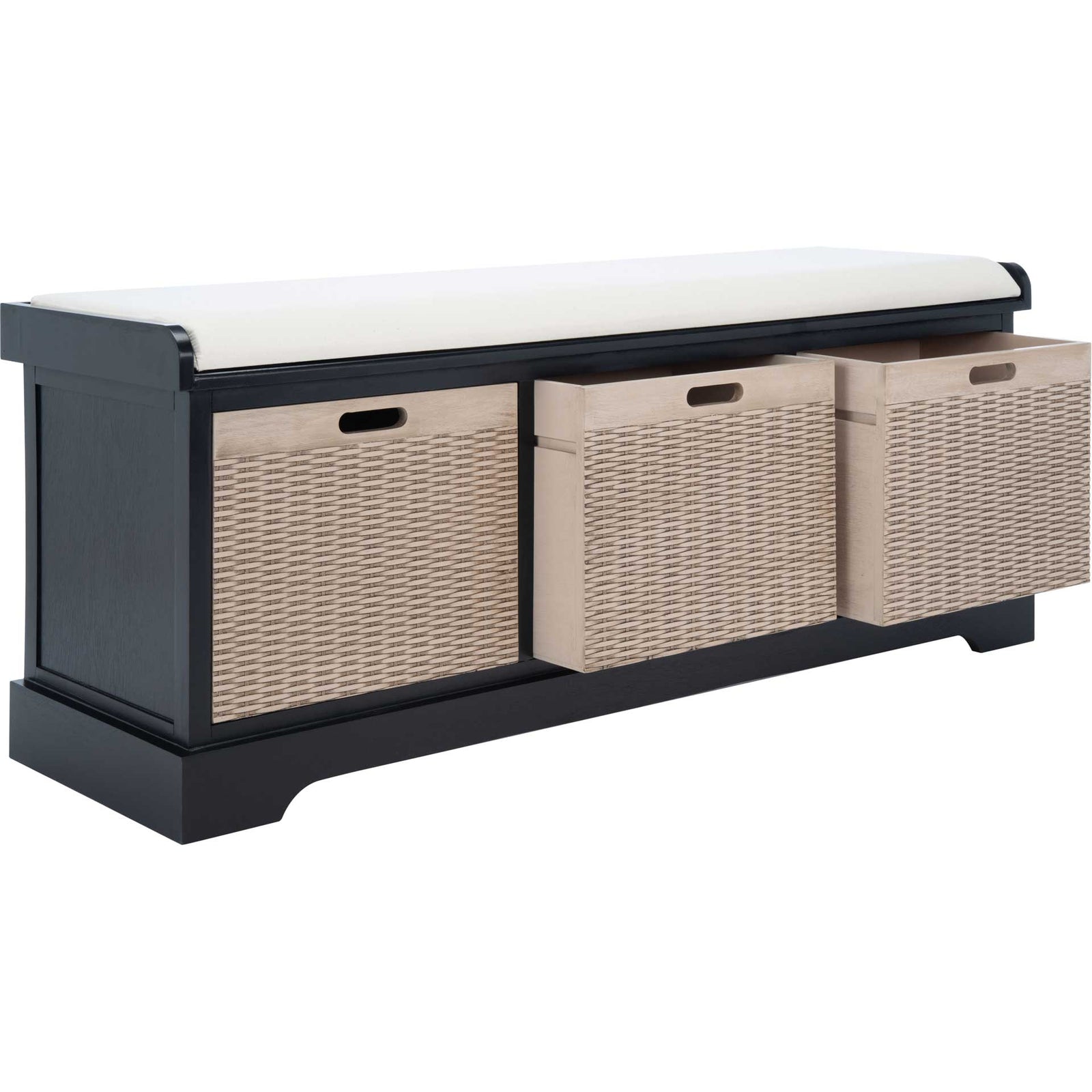 Lali 3 Drawer/Cushion Storage Bench Black