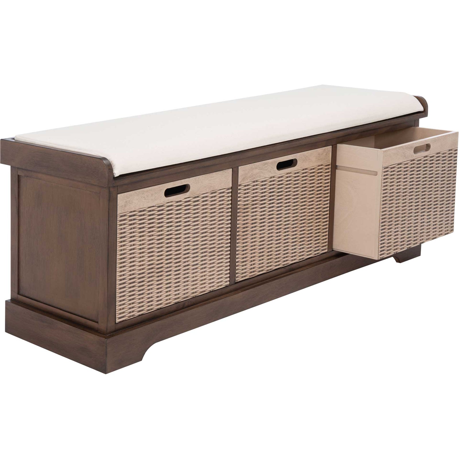 Lali 3 Drawer/Cushion Storage Bench Brown