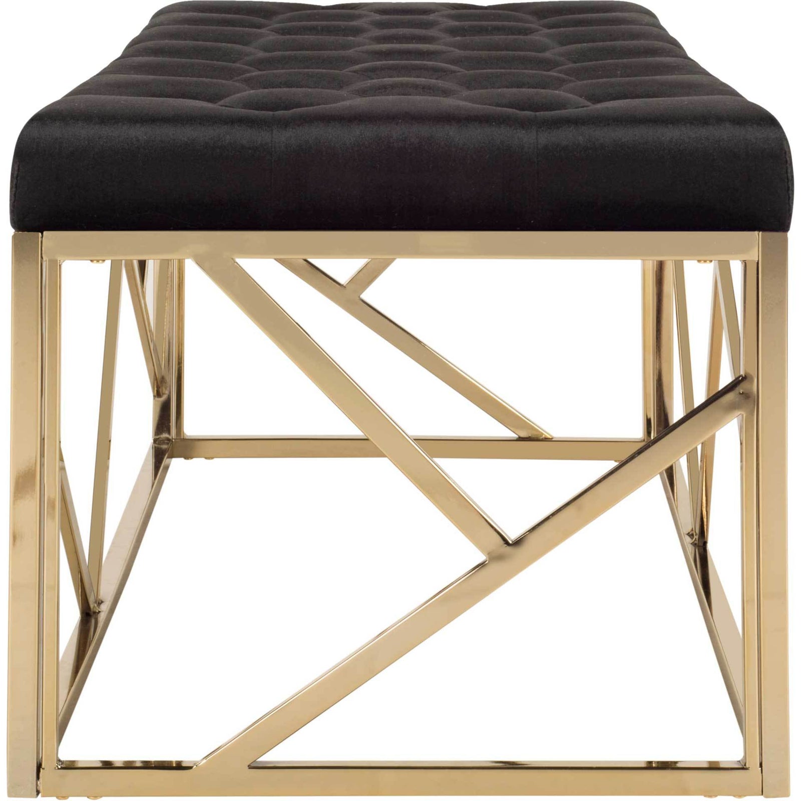 Fatima Tufted Rectangular Bench Black/Brass