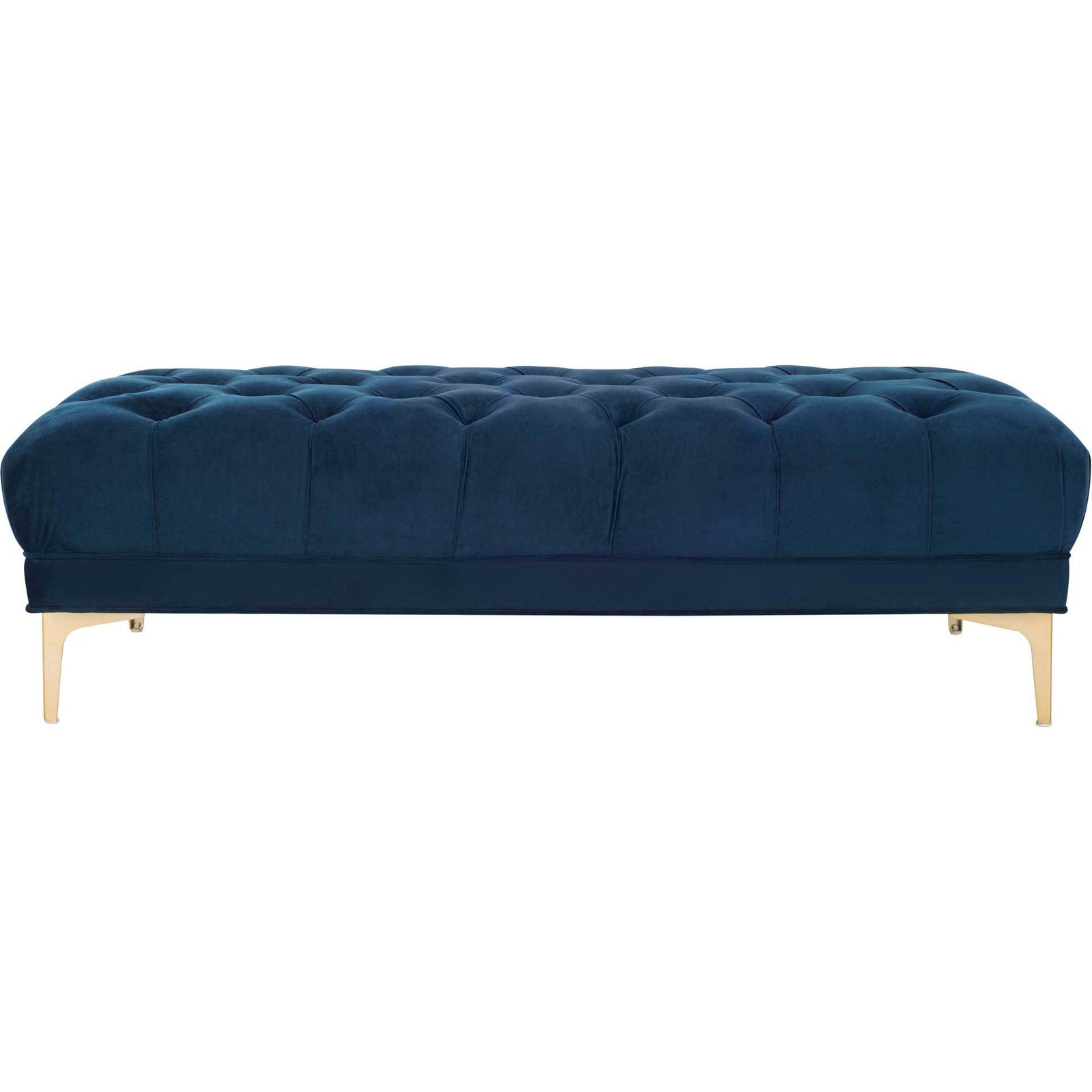 Zane Tufted Rectangular Bench Navy/Brass