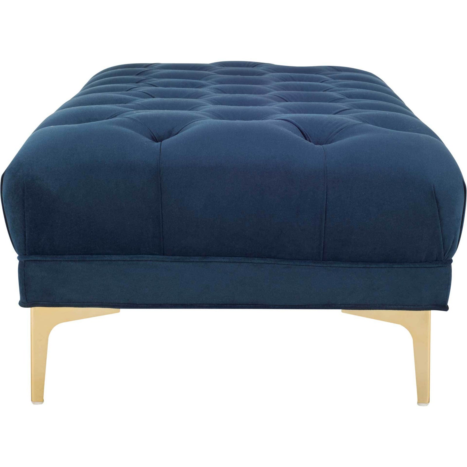 Zane Tufted Rectangular Bench Navy/Brass