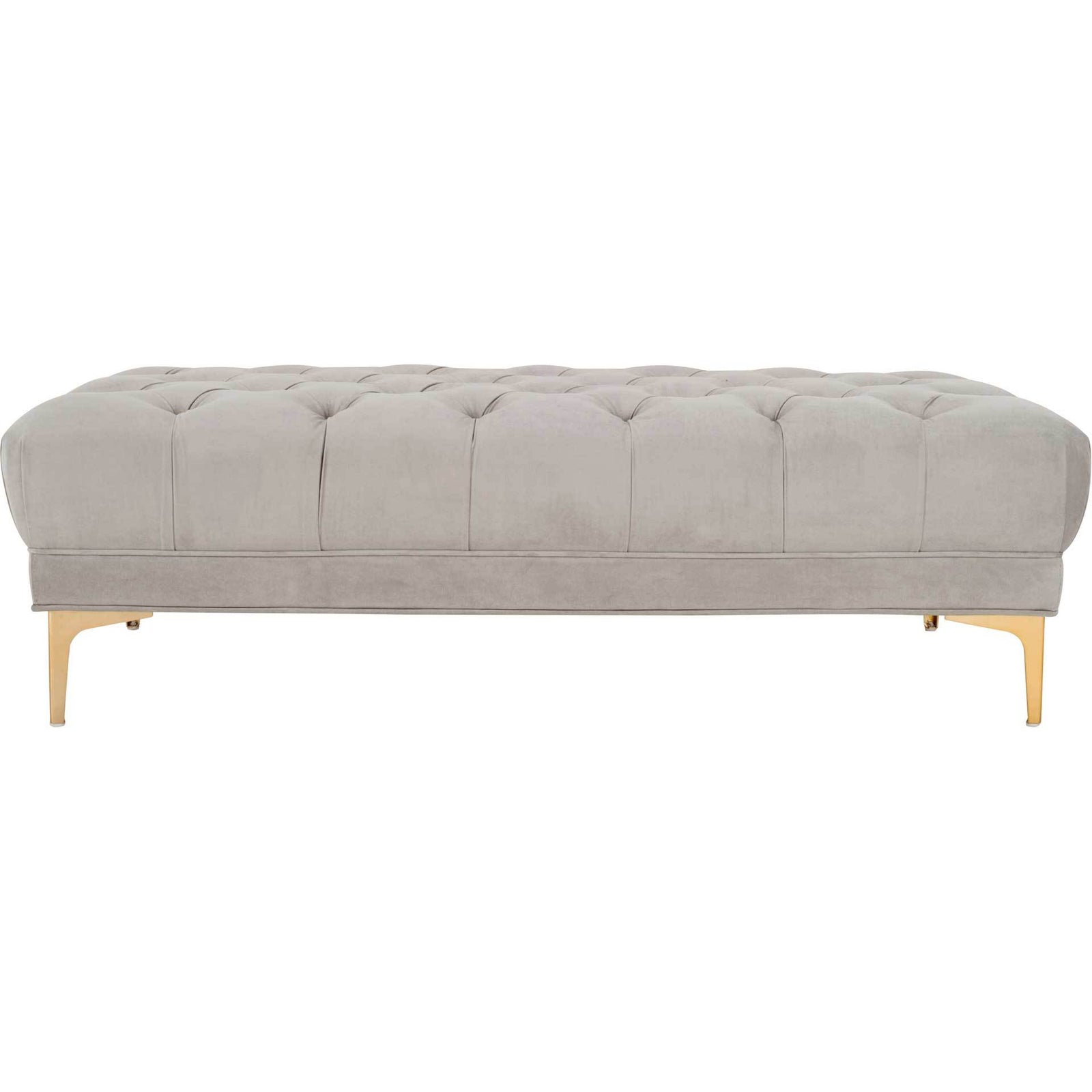 Zane Tufted Rectangular Bench Gray/Brass