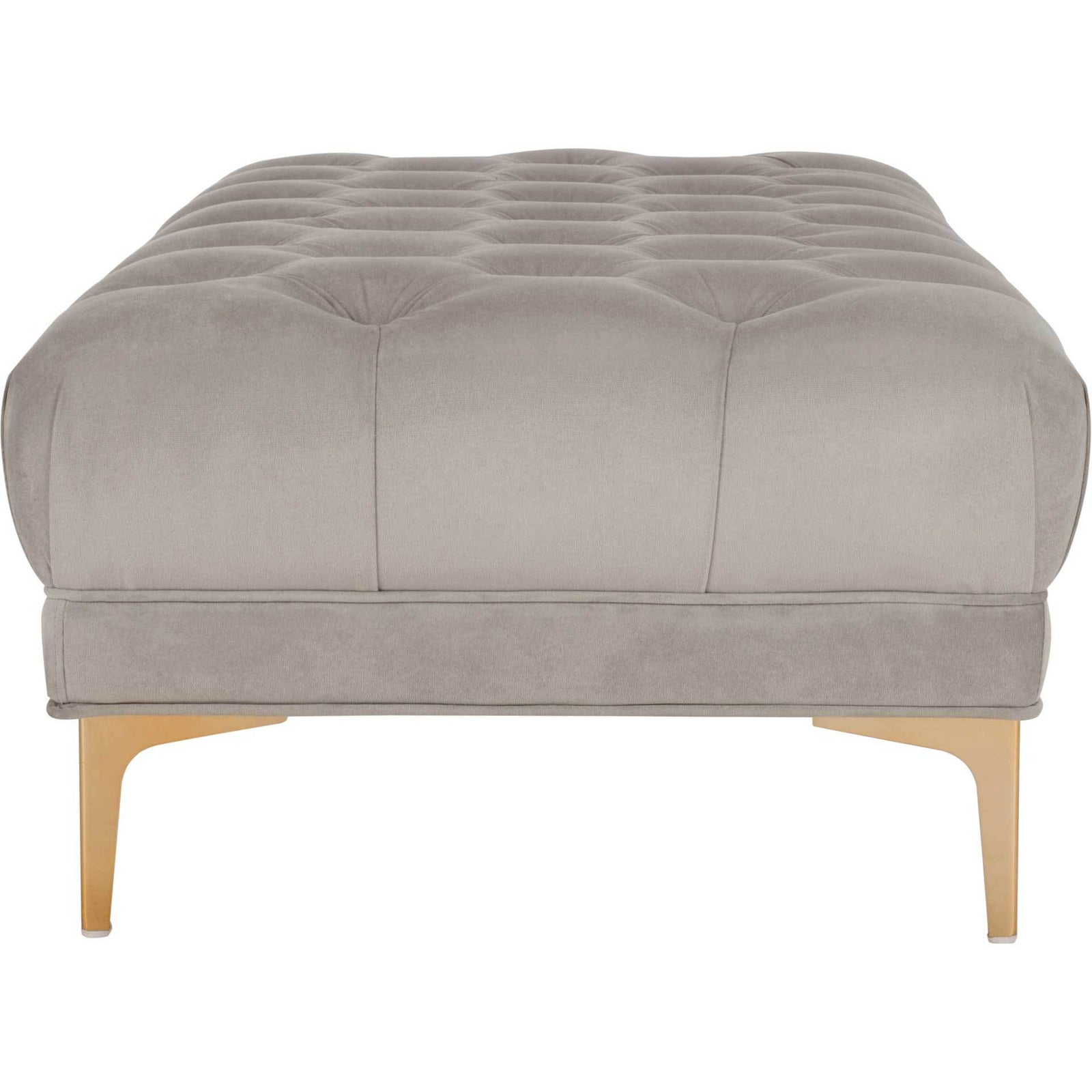Zane Tufted Rectangular Bench Gray/Brass