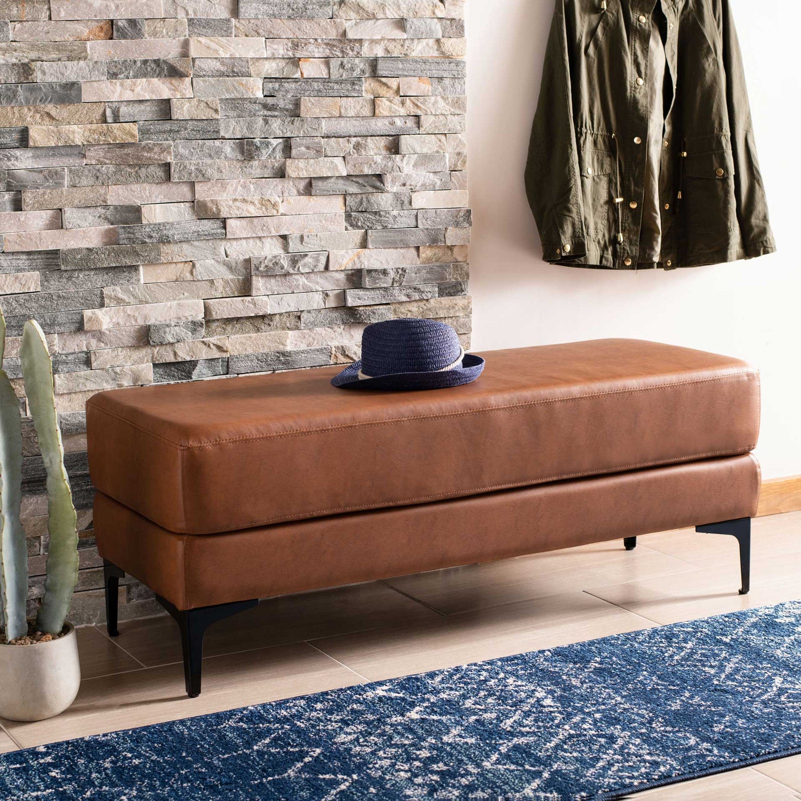 Elaine Rectangular Bench Brown/Black