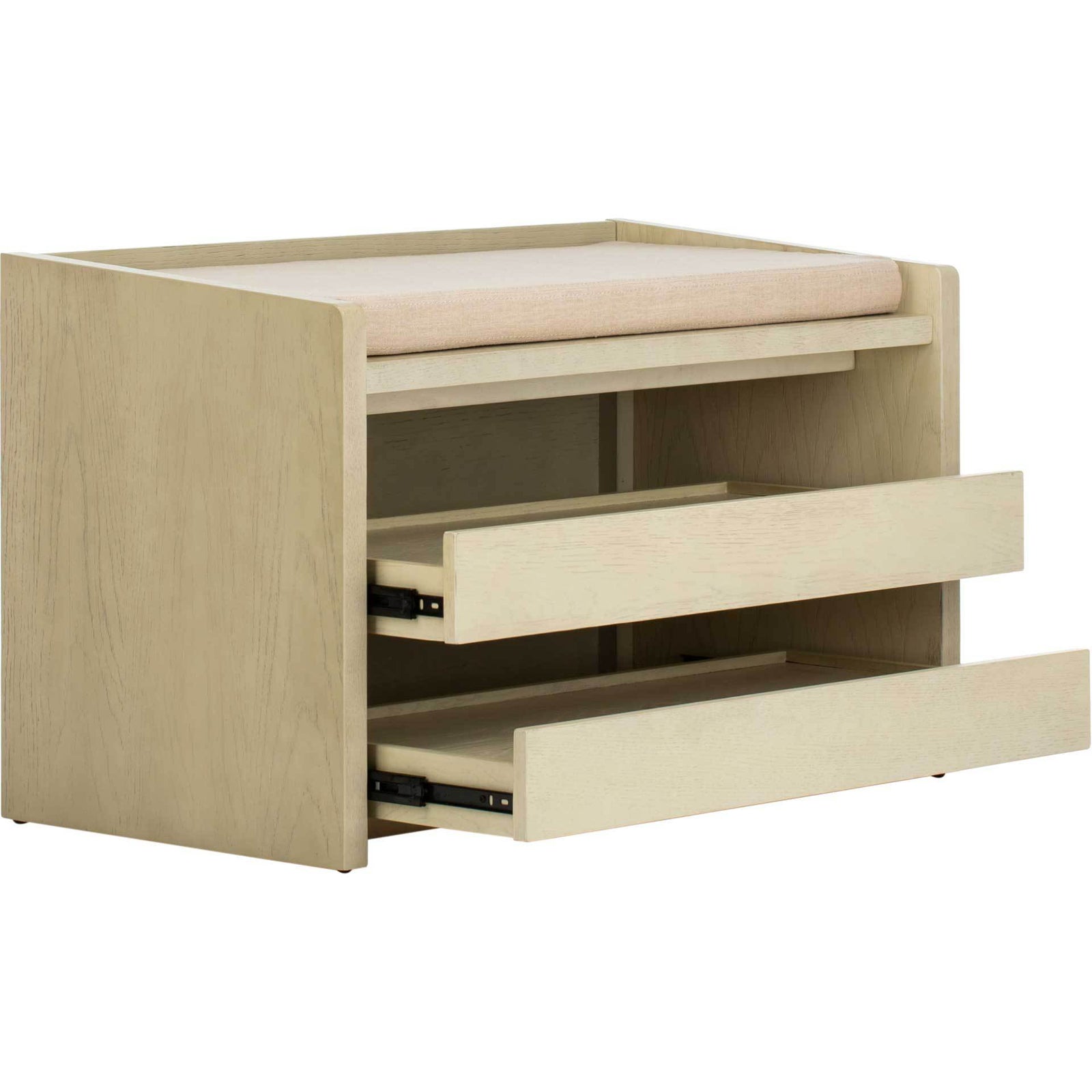 Perla Storage Bench White Wash/Beige