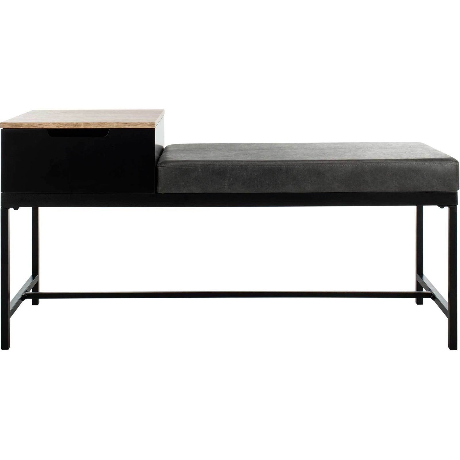 Maxton Bench with Storage Light Oak/Gray