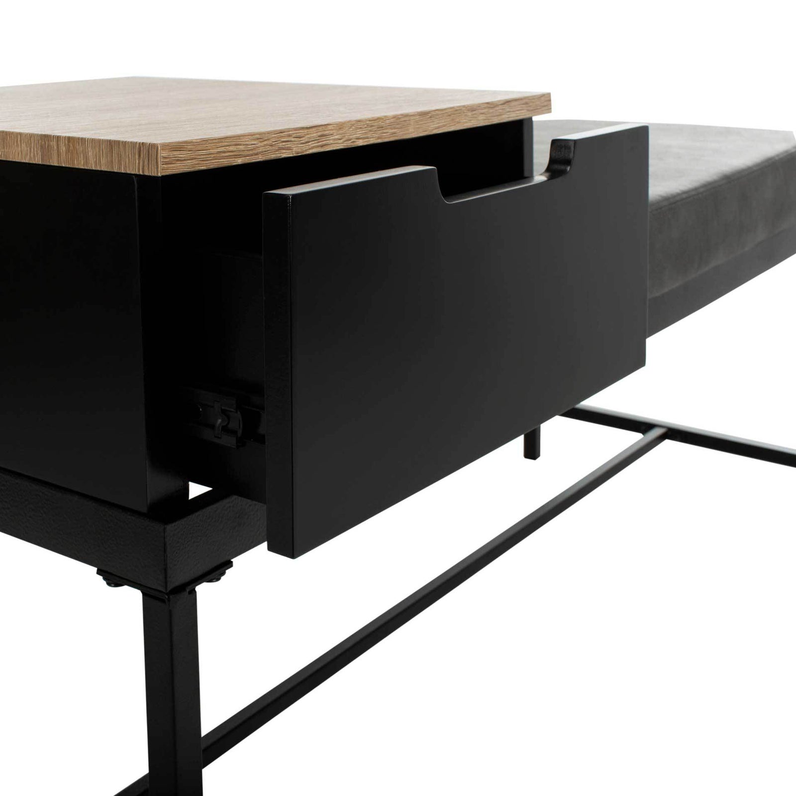 Maxton Bench with Storage Light Oak/Gray