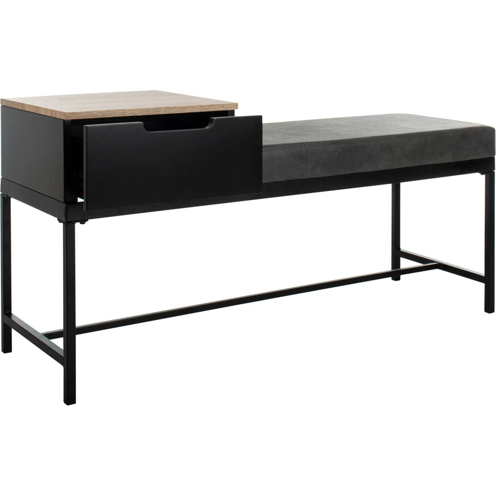 Maxton Bench with Storage Light Oak/Gray