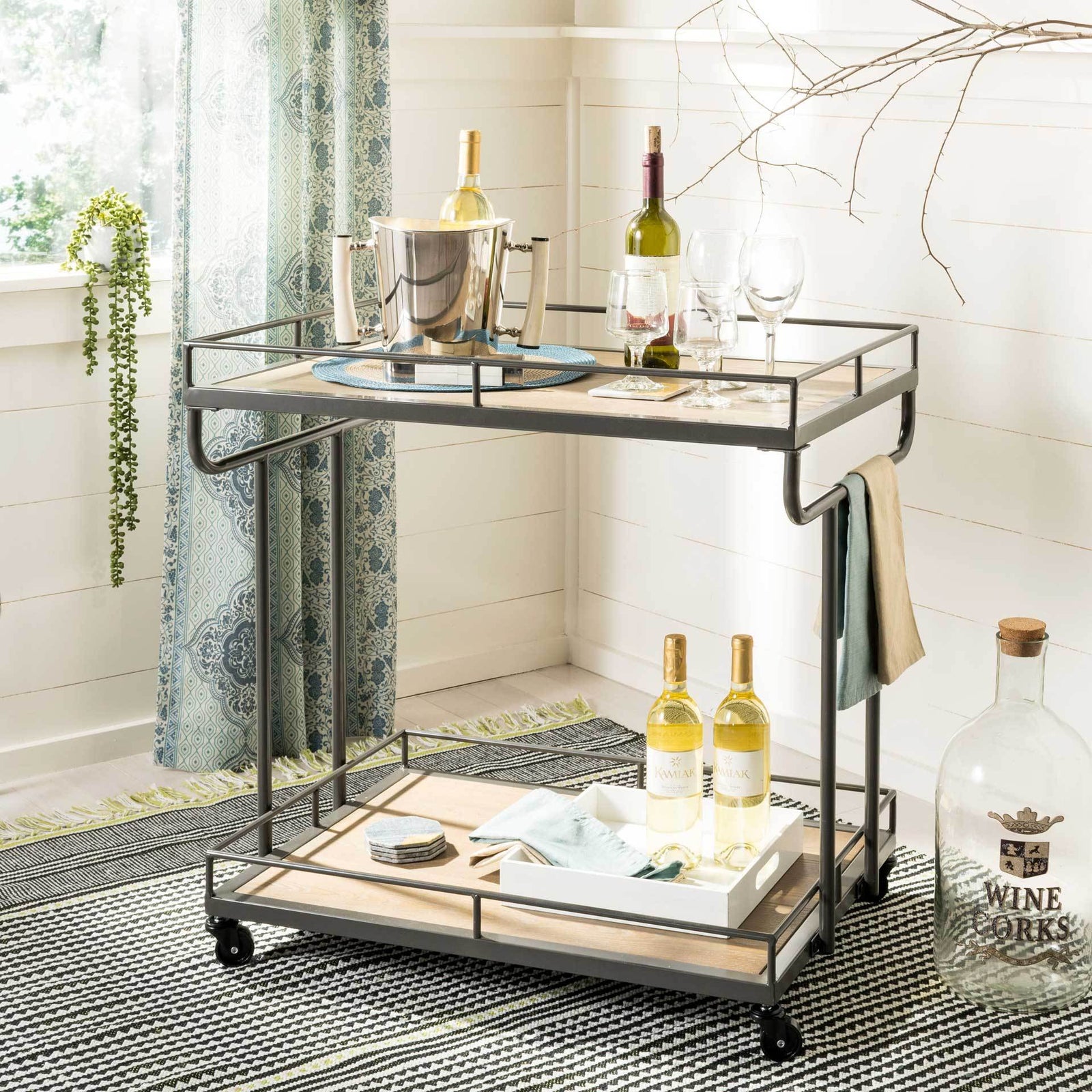 Damari 2 Tier Rectangle Bar Cart