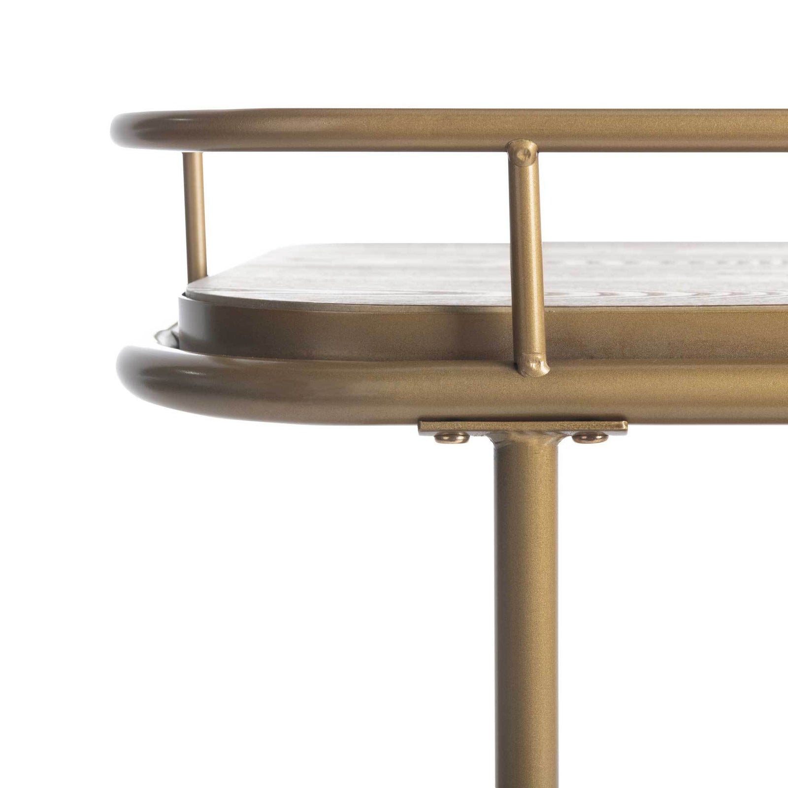 Gabriela 2 Tier Rectangle Bar Cart Rustic Oak/Gold