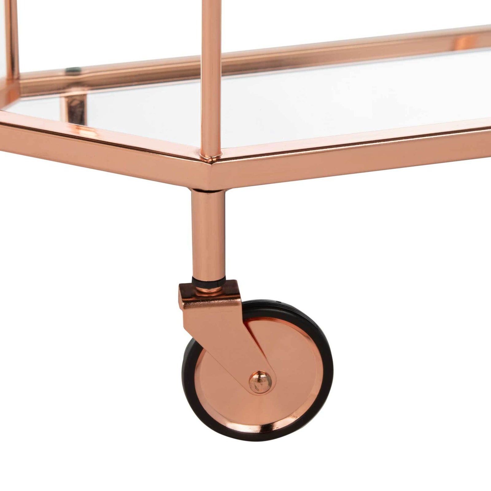 Sincere 2 Tier Octagon Bar Cart Rose Gold/Mirror