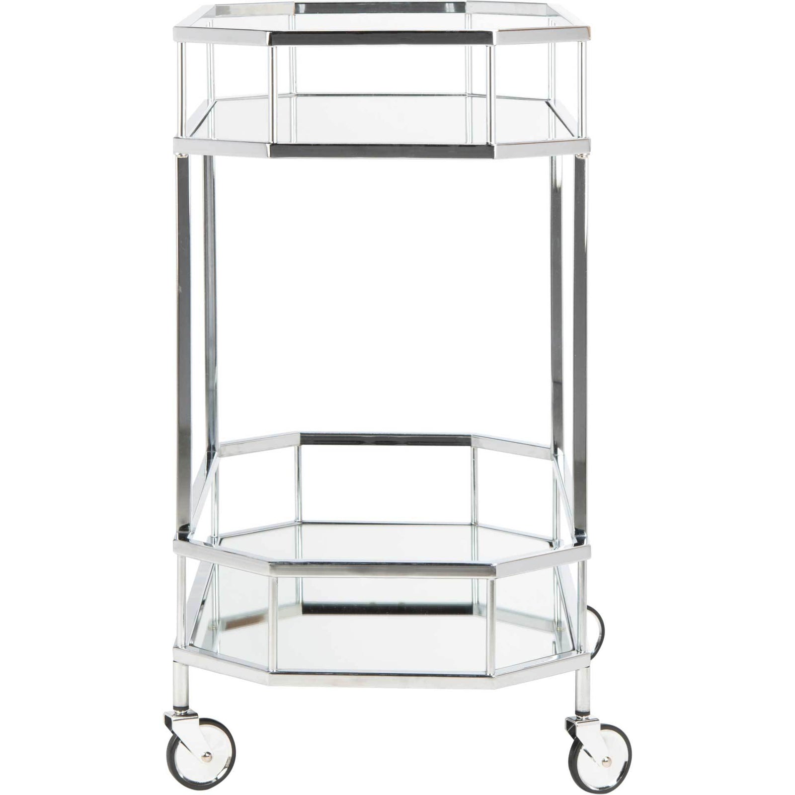 Sincere 2 Tier Octagon Bar Cart Silver/Mirror