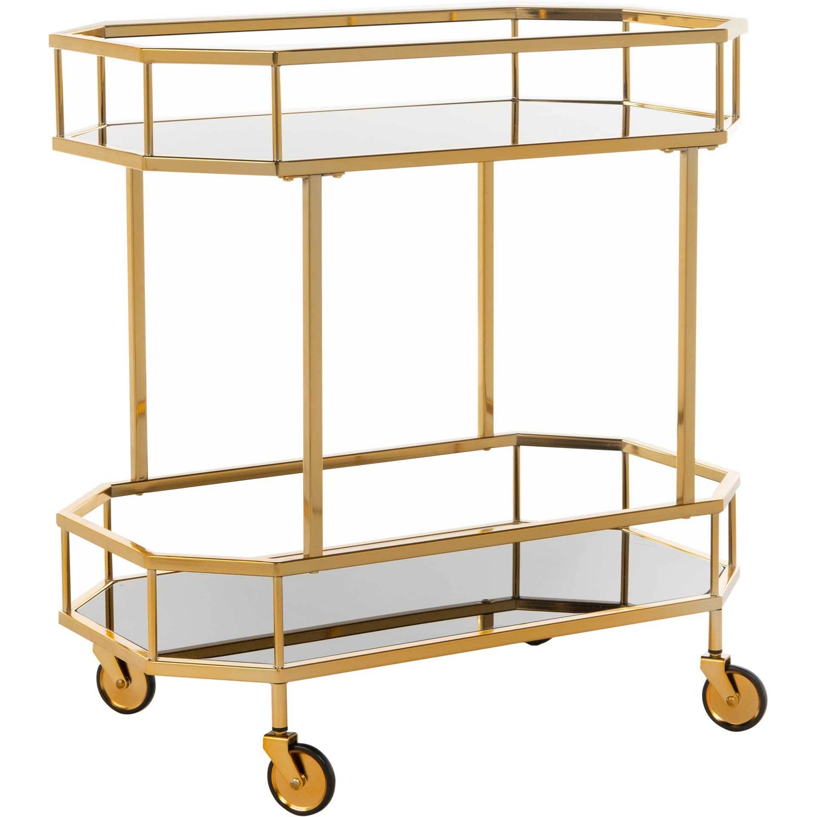 Sincere 2 Tier Octagon Bar Cart Brass/Tinted Glass