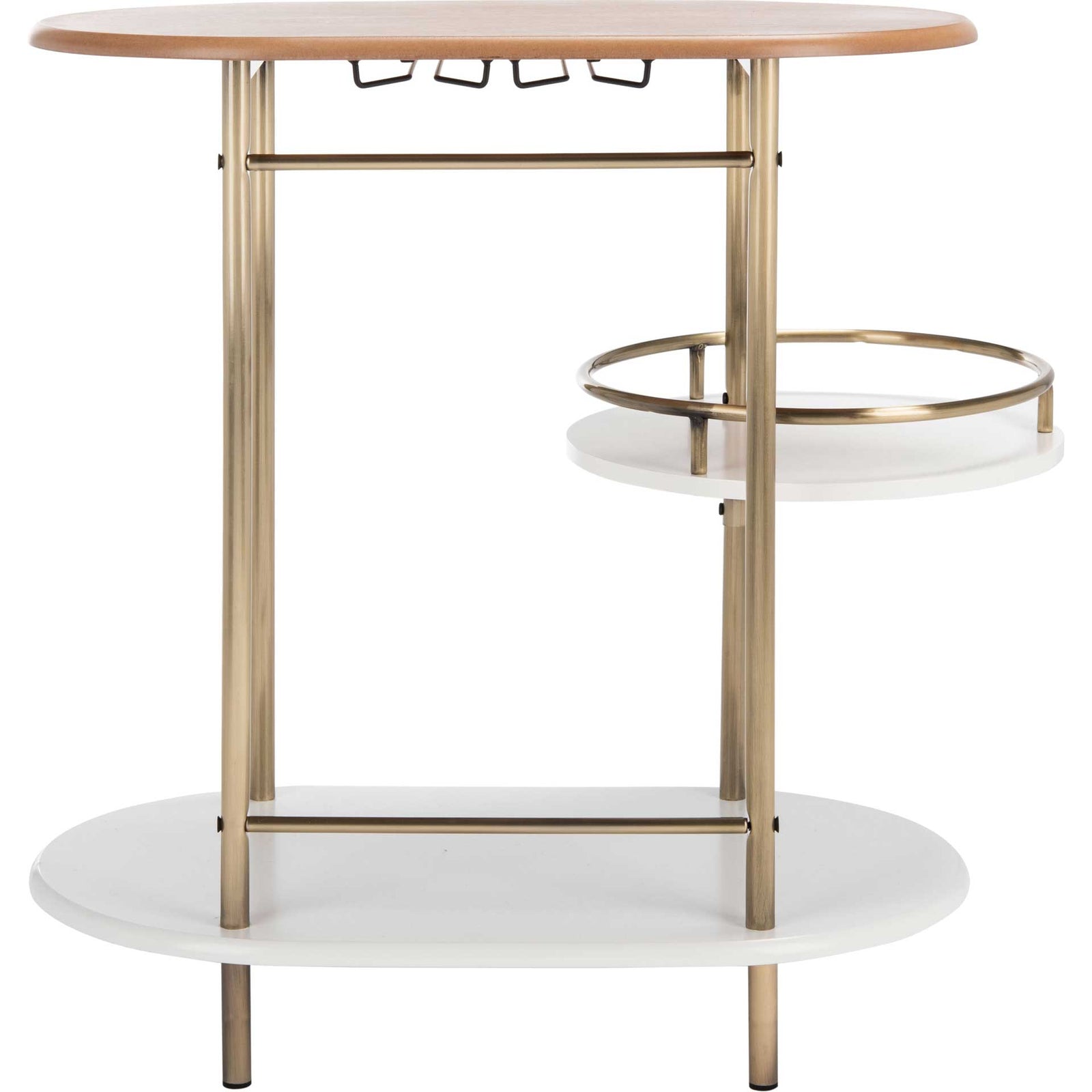 Ivan 3 Tier Swivel Bar Table Light Walnut/Gold