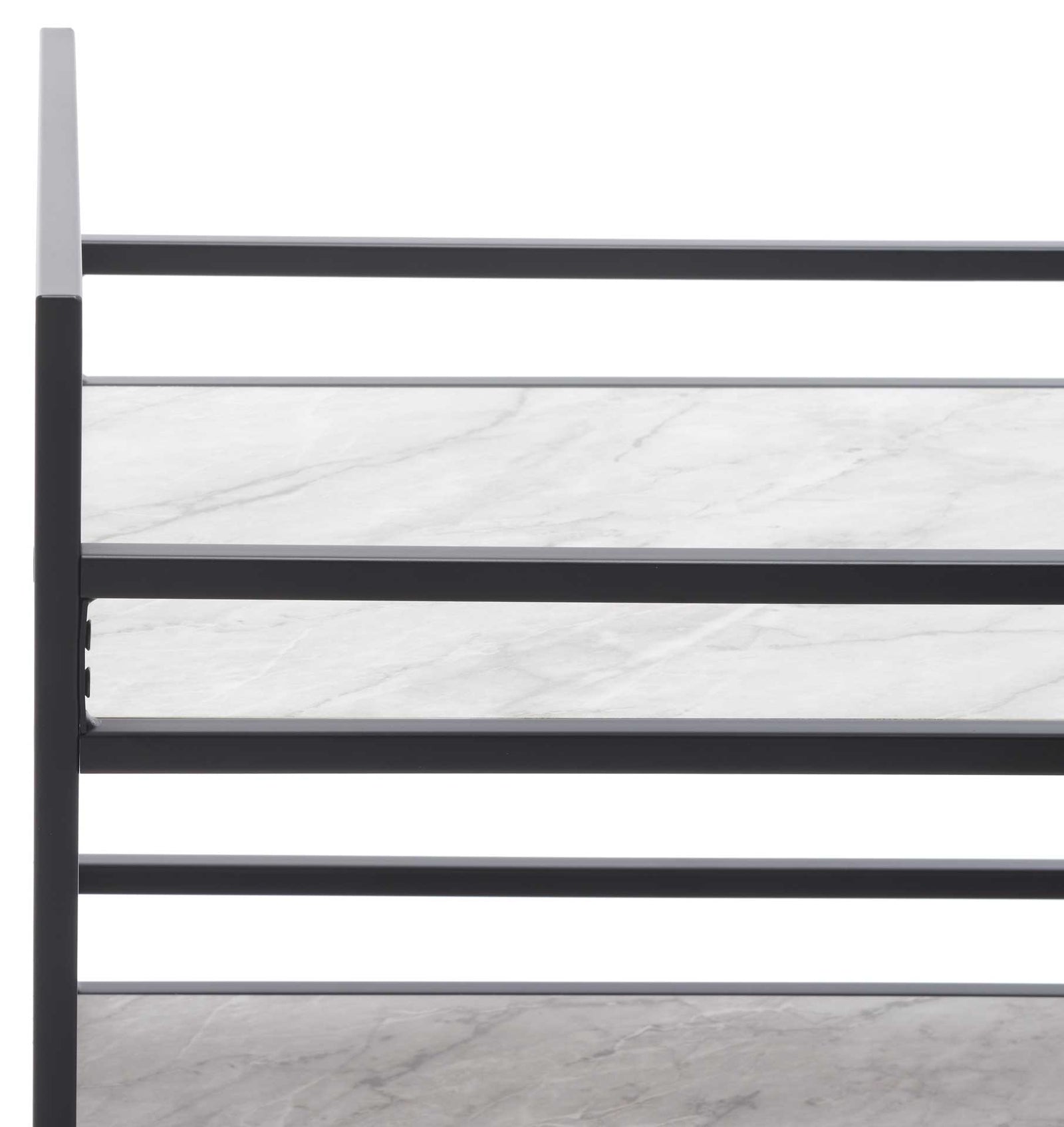 Idris 3 Tier Bar Cart Matte Black/Marble